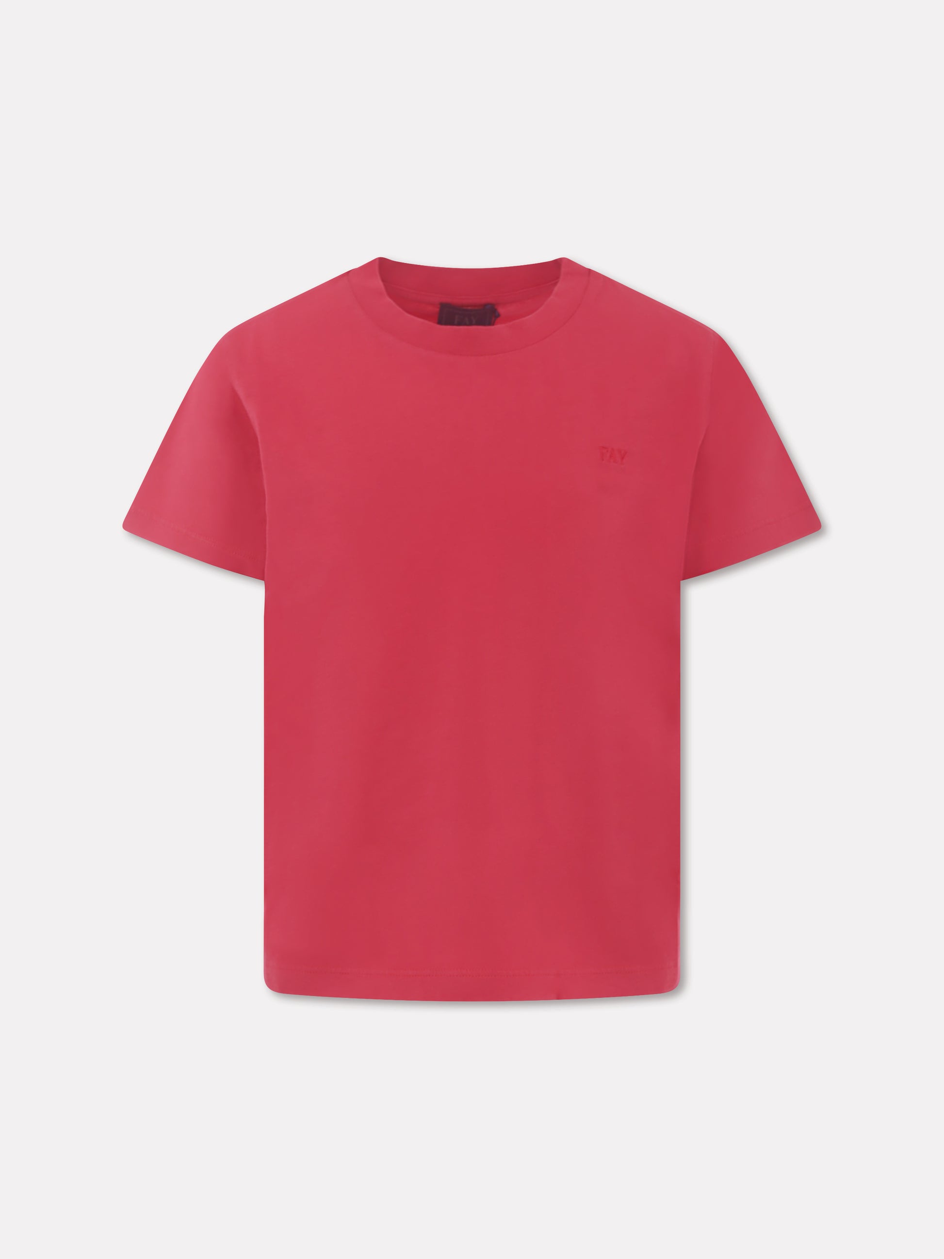 T-shirt rossa per bambino con logo,Fay Kids,FU8P41 Z2129 449