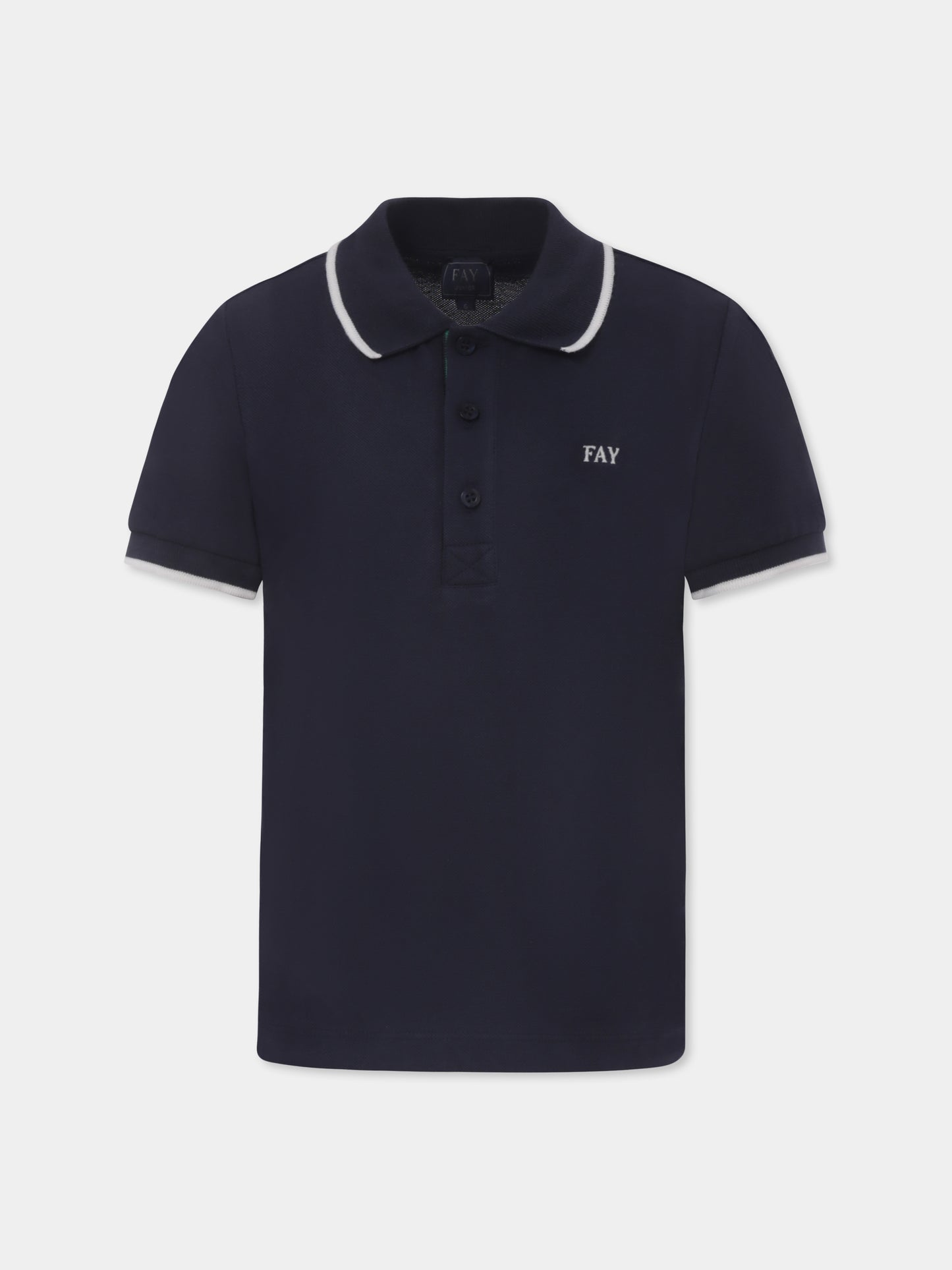 Polo blu per bambino con logo,Fay Kids,FU8P81 Z1834 635