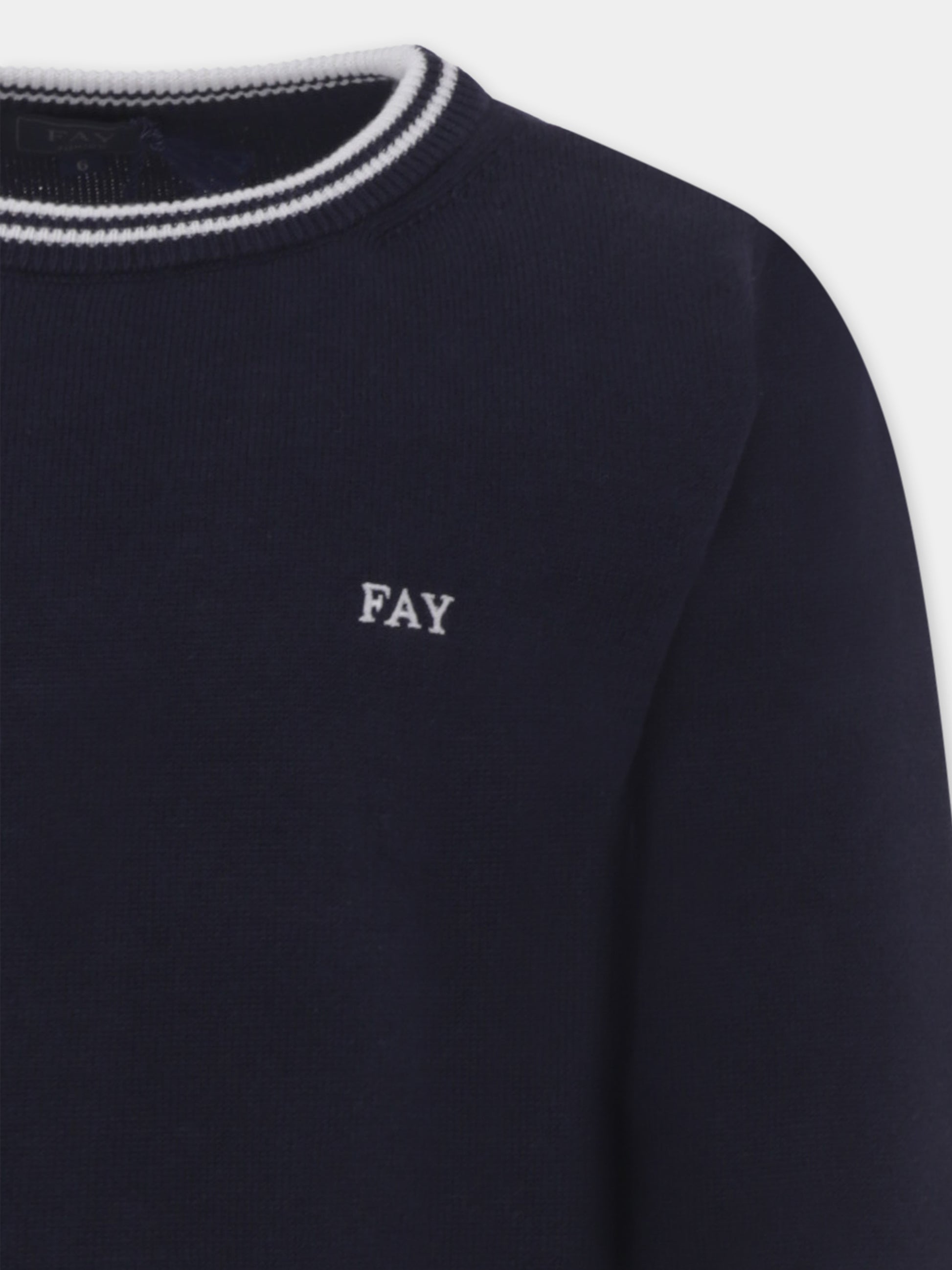 Maglione blu for boy with logo,Fay Kids,FU9P30 Z1376 635BC