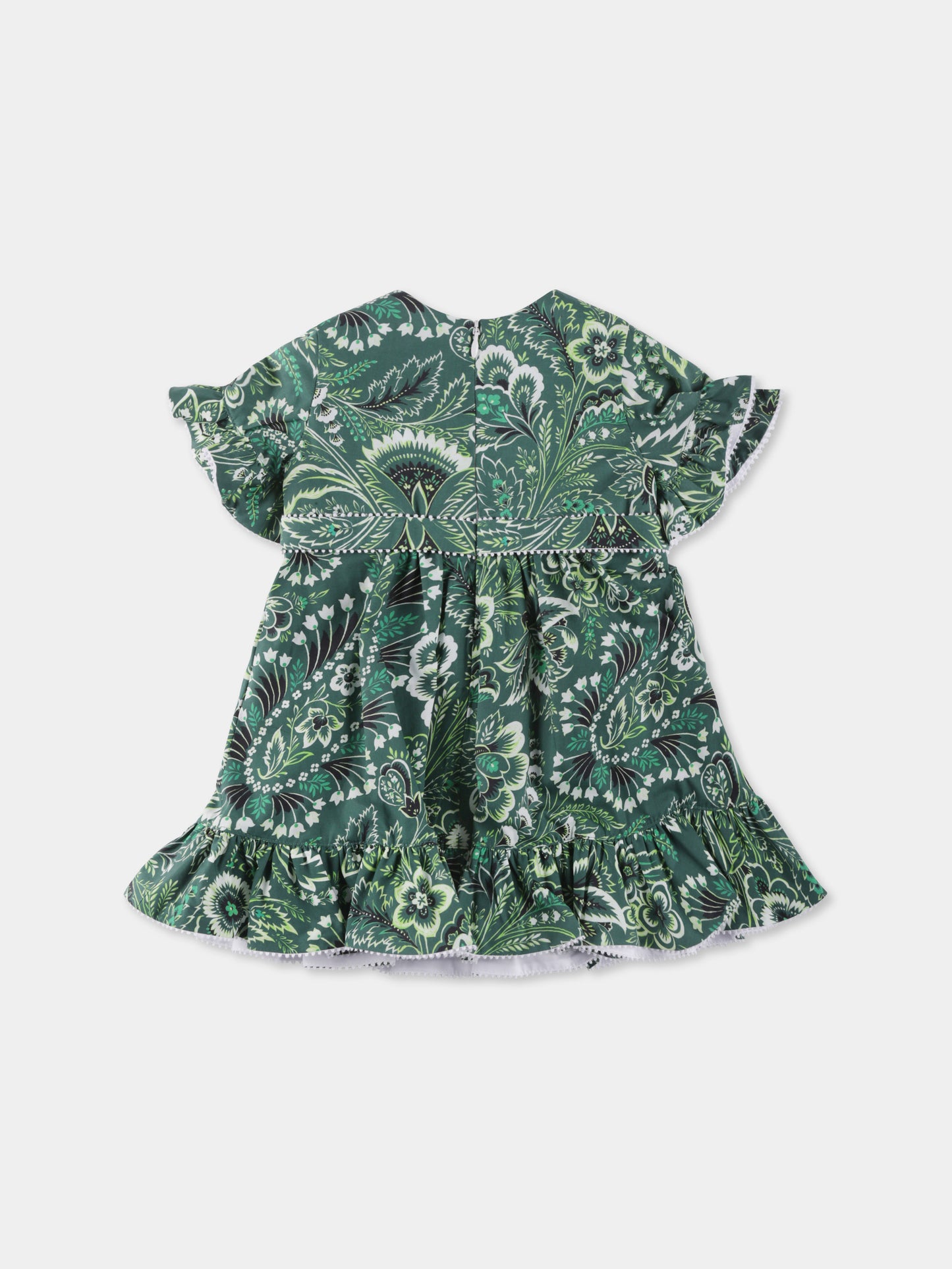 Vestito verde per neonata con stampa pailsey,Etro,GU1011 P0417 719AV