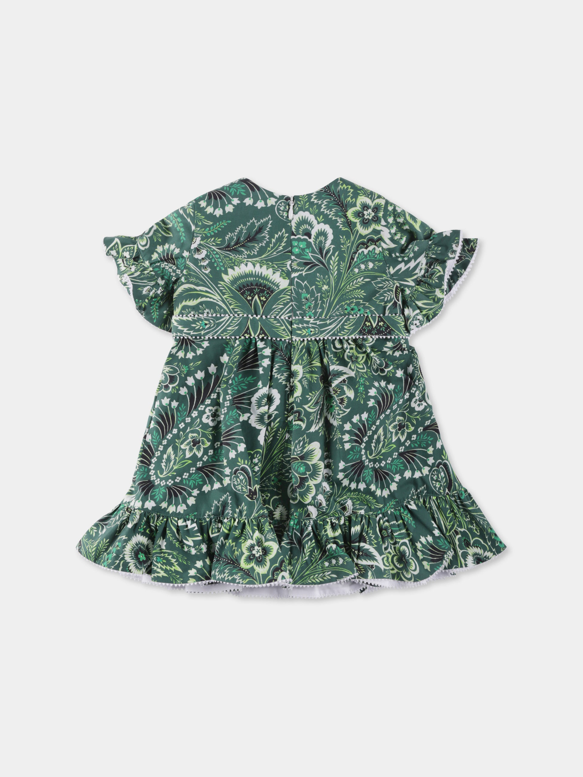 Vestito verde per neonata con stampa pailsey,Etro,GU1011 P0417 719AV