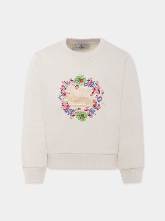 Felpa avorio per bambina con Pegaso,Etro,GU4A10 Z2099 105