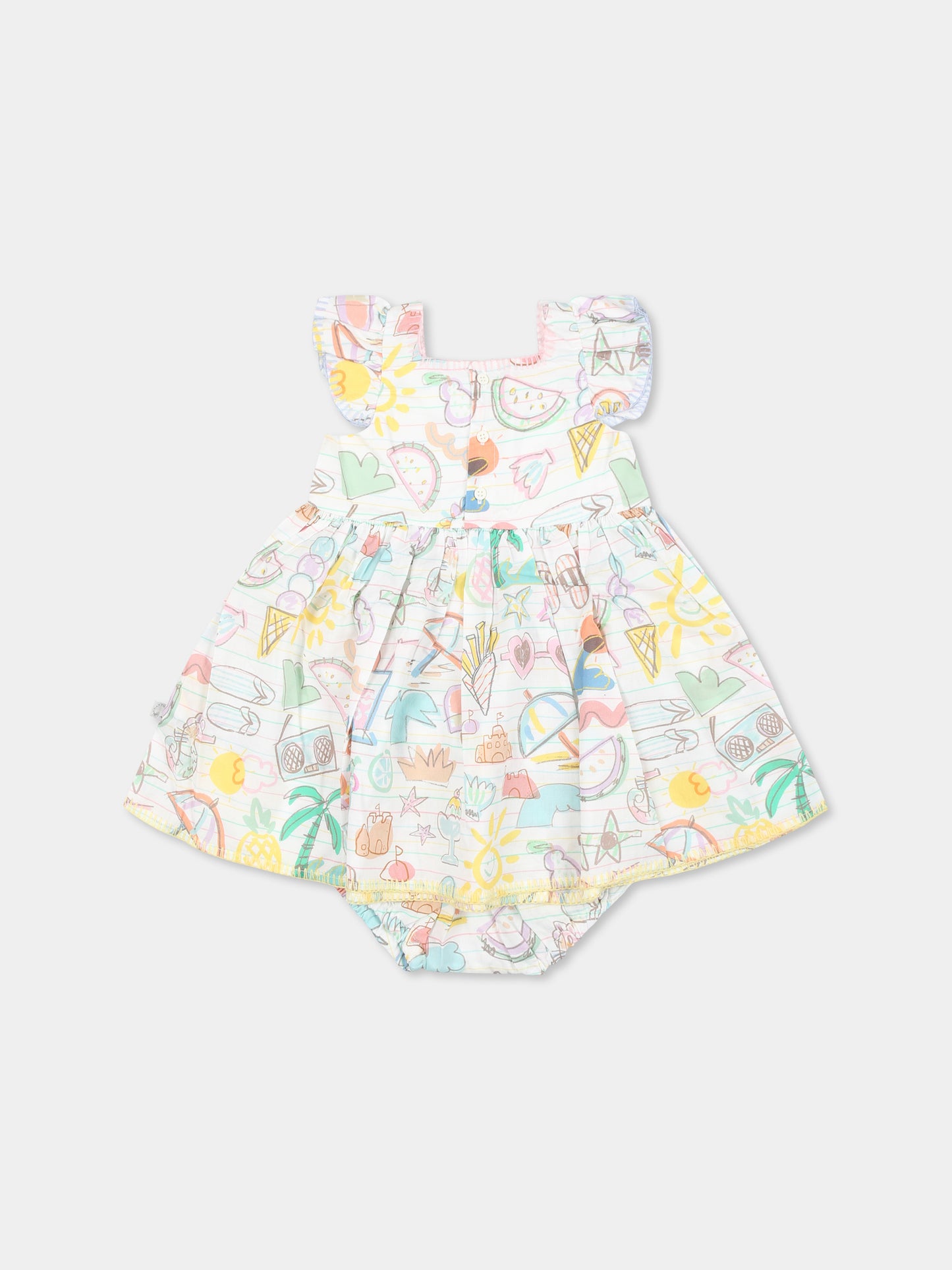 Vestito multicolor per neonata con disegni estivi,Stella Mccartney Kids,TU1042 Z1587 101MC