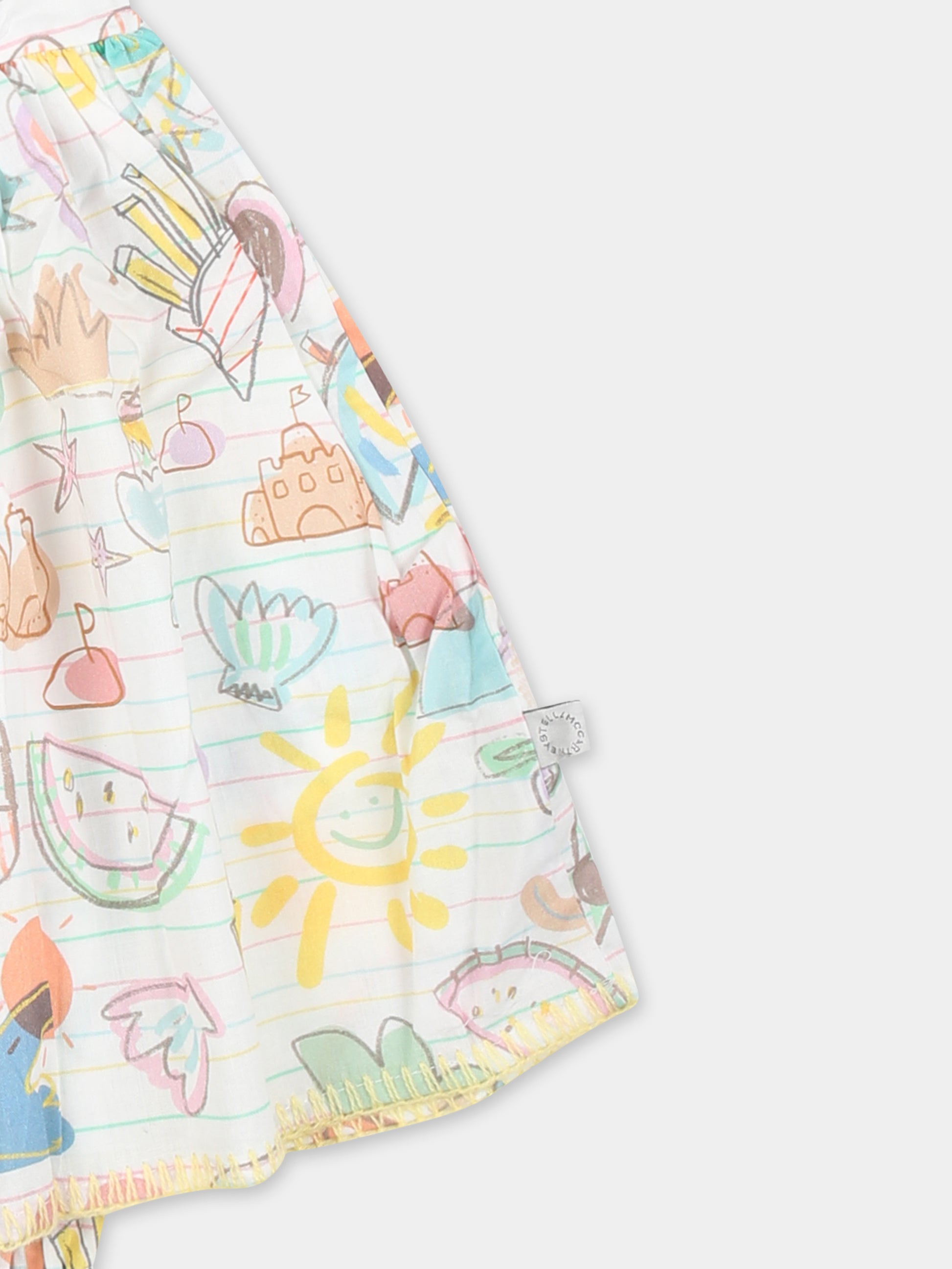 Vestito multicolor per neonata con disegni estivi,Stella Mccartney Kids,TU1042 Z1587 101MC