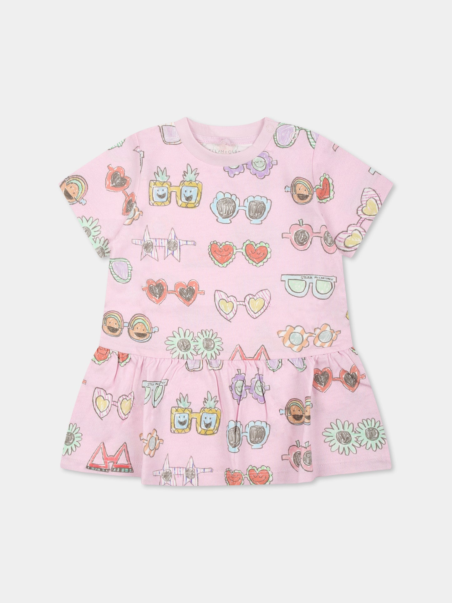 Vestito lilla per neonata con occhiali da sole all over,Stella Mccartney Kids,TU1061 Z1804 50HMC