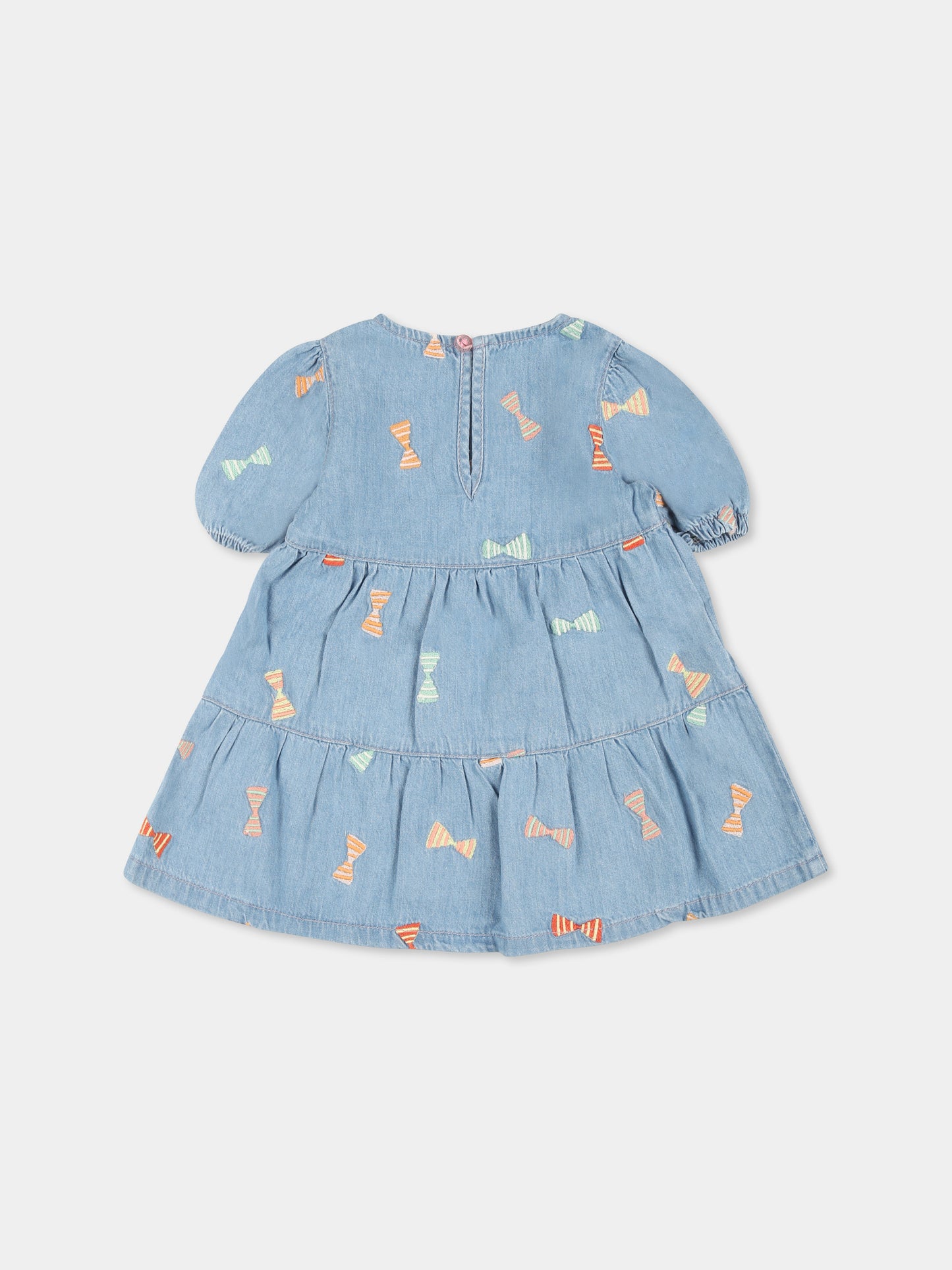 Vestito denim per neonata con fiocchi all over,Stella Mccartney Kids,TU1091 Z1817 601EM