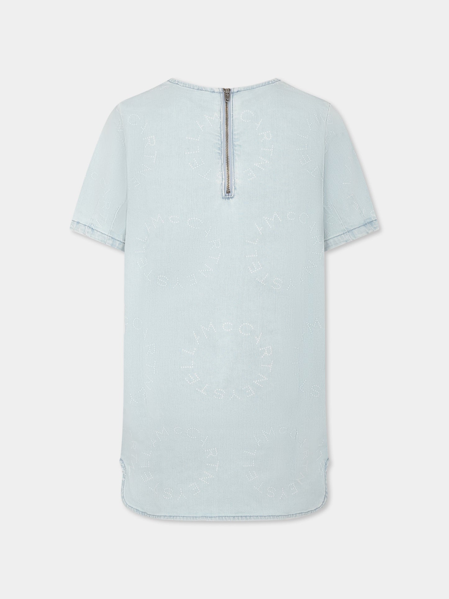 Vestito denim per bambina con logo all over,Stella Mccartney Kids,TU1E71 Z1917 600BC