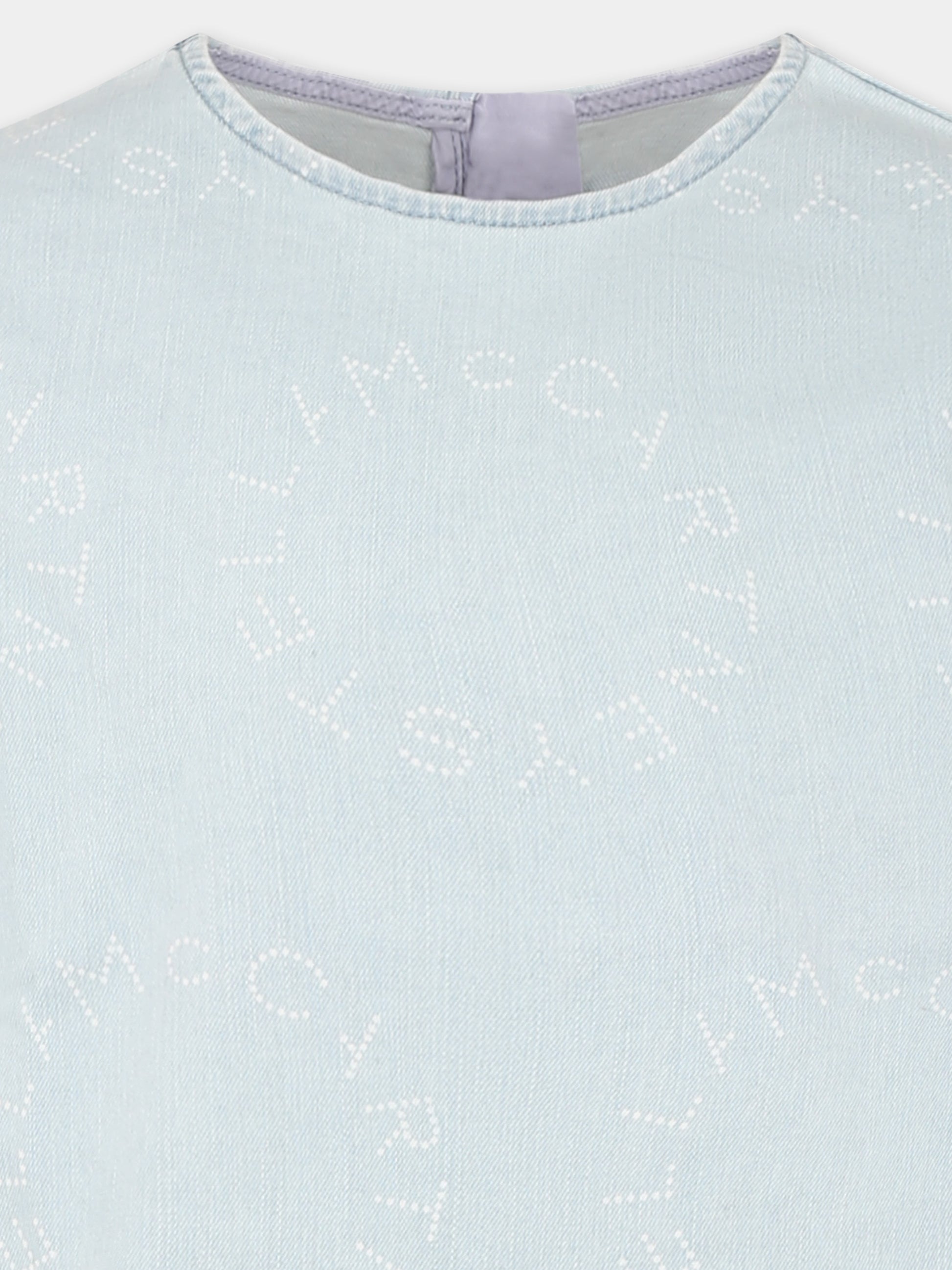 Vestito denim per bambina con logo all over,Stella Mccartney Kids,TU1E71 Z1917 600BC