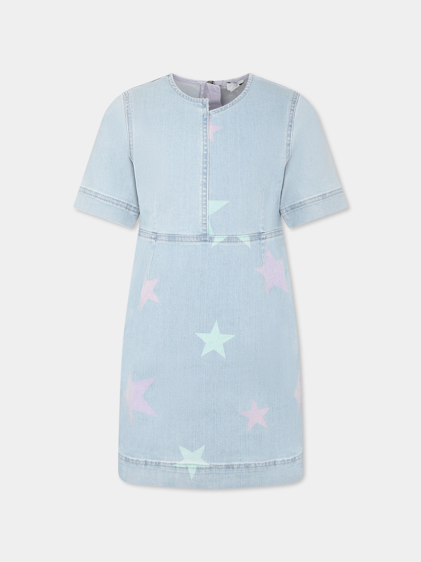 Vestito denim per bambina con stelle all over,Stella Mccartney Kids,TU1E81 Z0863 600MC