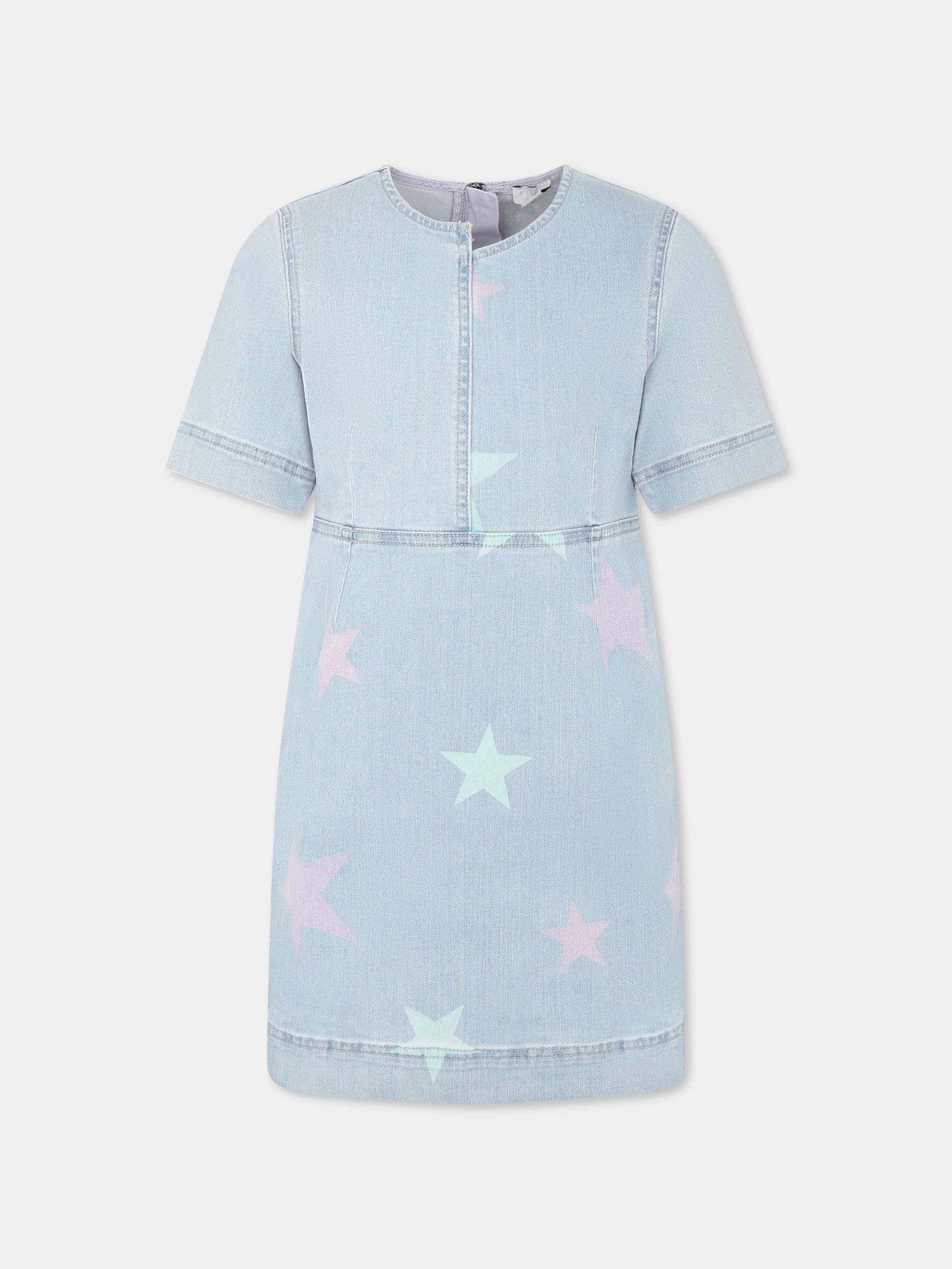 Vestito denim per bambina con stelle all over,Stella Mccartney Kids,TU1E81 Z0863 600MC
