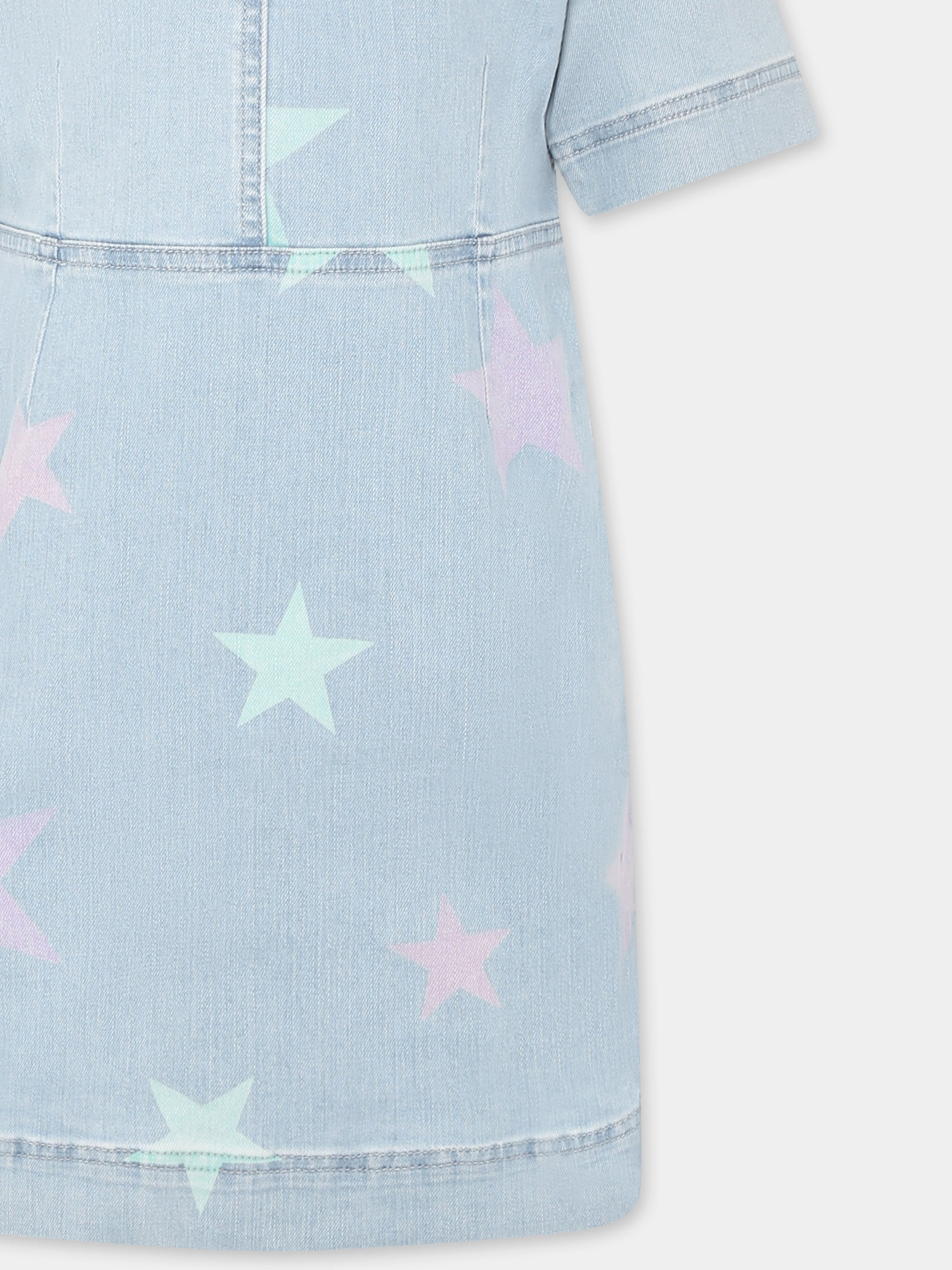 Vestito denim per bambina con stelle all over,Stella Mccartney Kids,TU1E81 Z0863 600MC