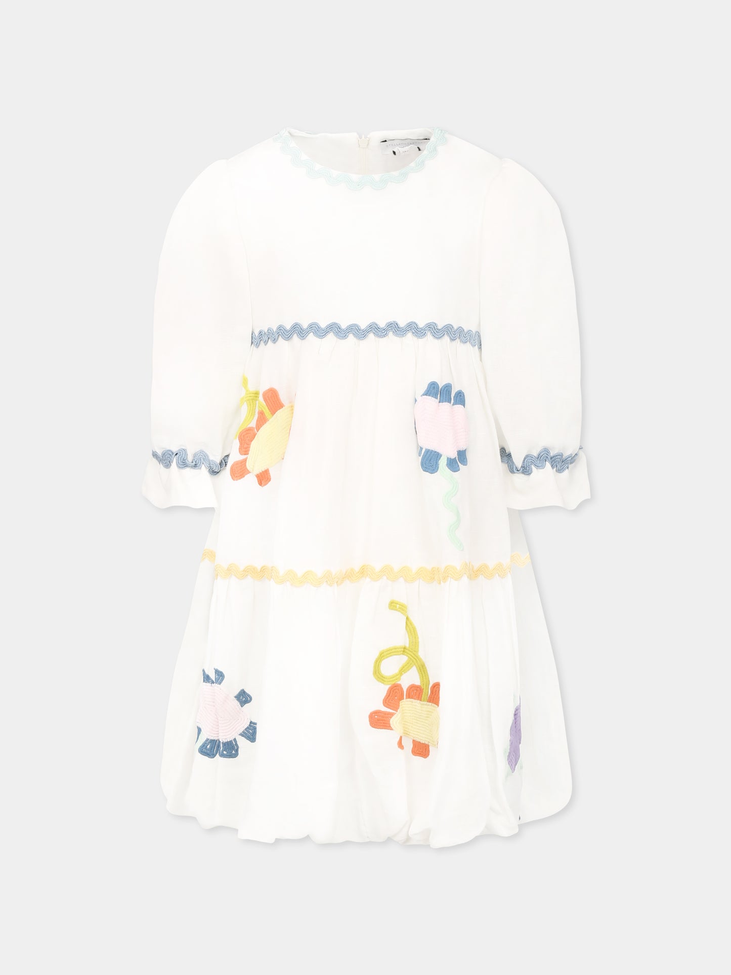 Vestito bianco per bambina con fiori,Stella Mccartney Kids,TU1G51 Z0138 101