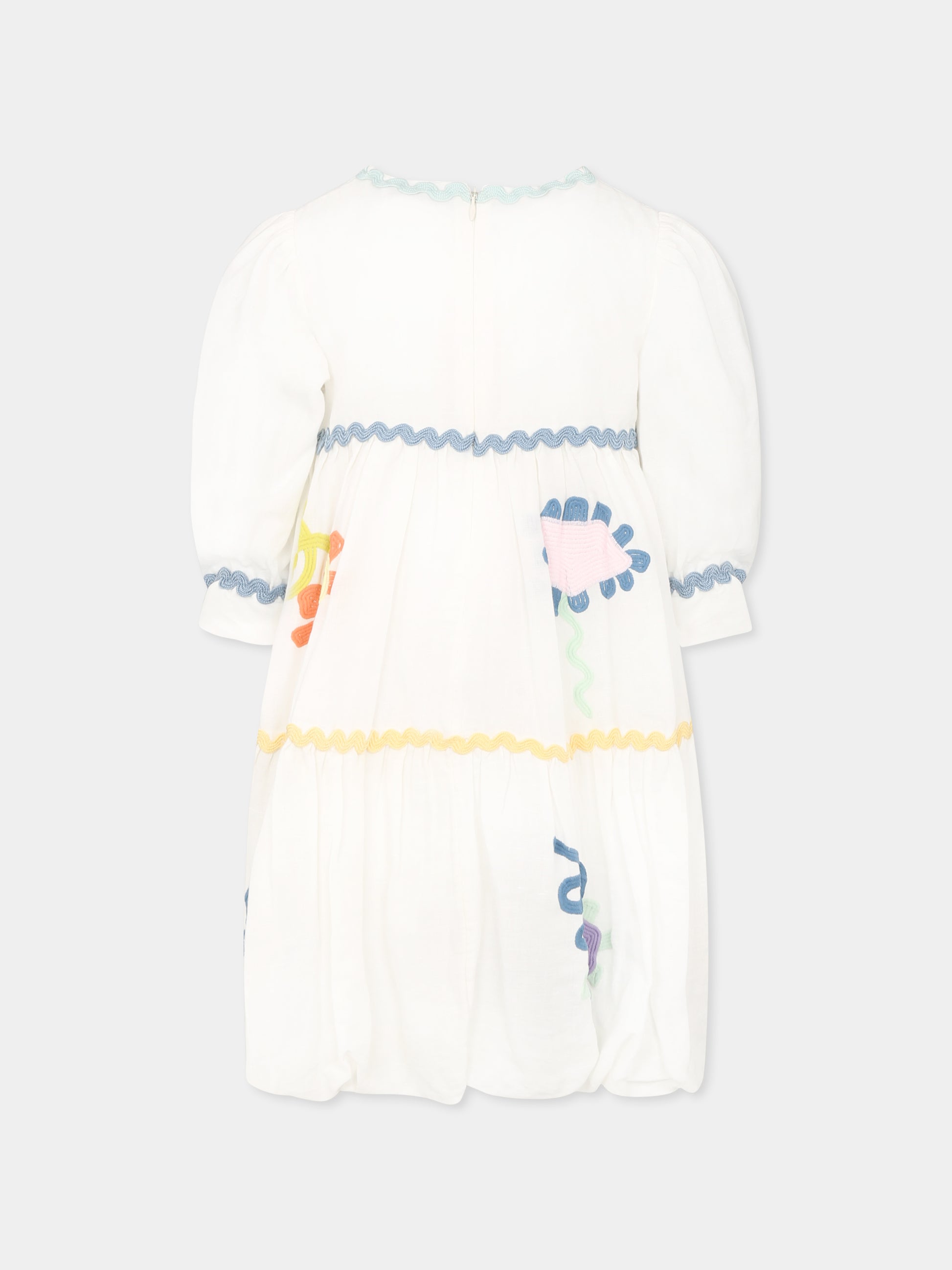 Vestito bianco per bambina con fiori,Stella Mccartney Kids,TU1G51 Z0138 101
