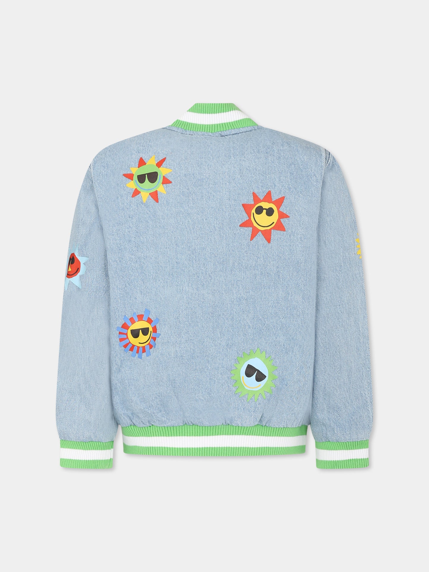 Bomber denim per bambino con sole all over,Stella Mccartney Kids,TU2P77 Z0746 601