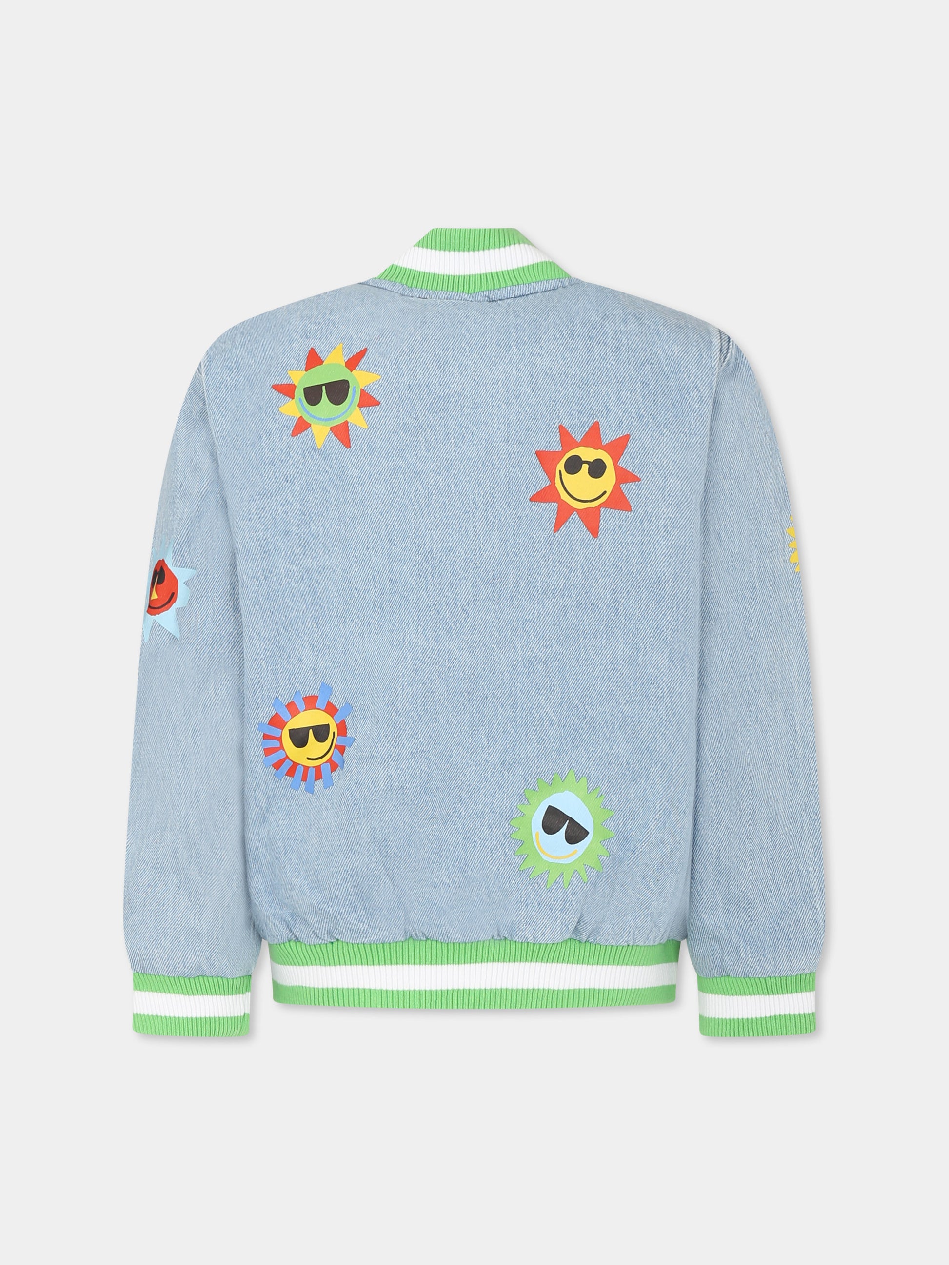 Bomber denim per bambino con sole all over,Stella Mccartney Kids,TU2P77 Z0746 601