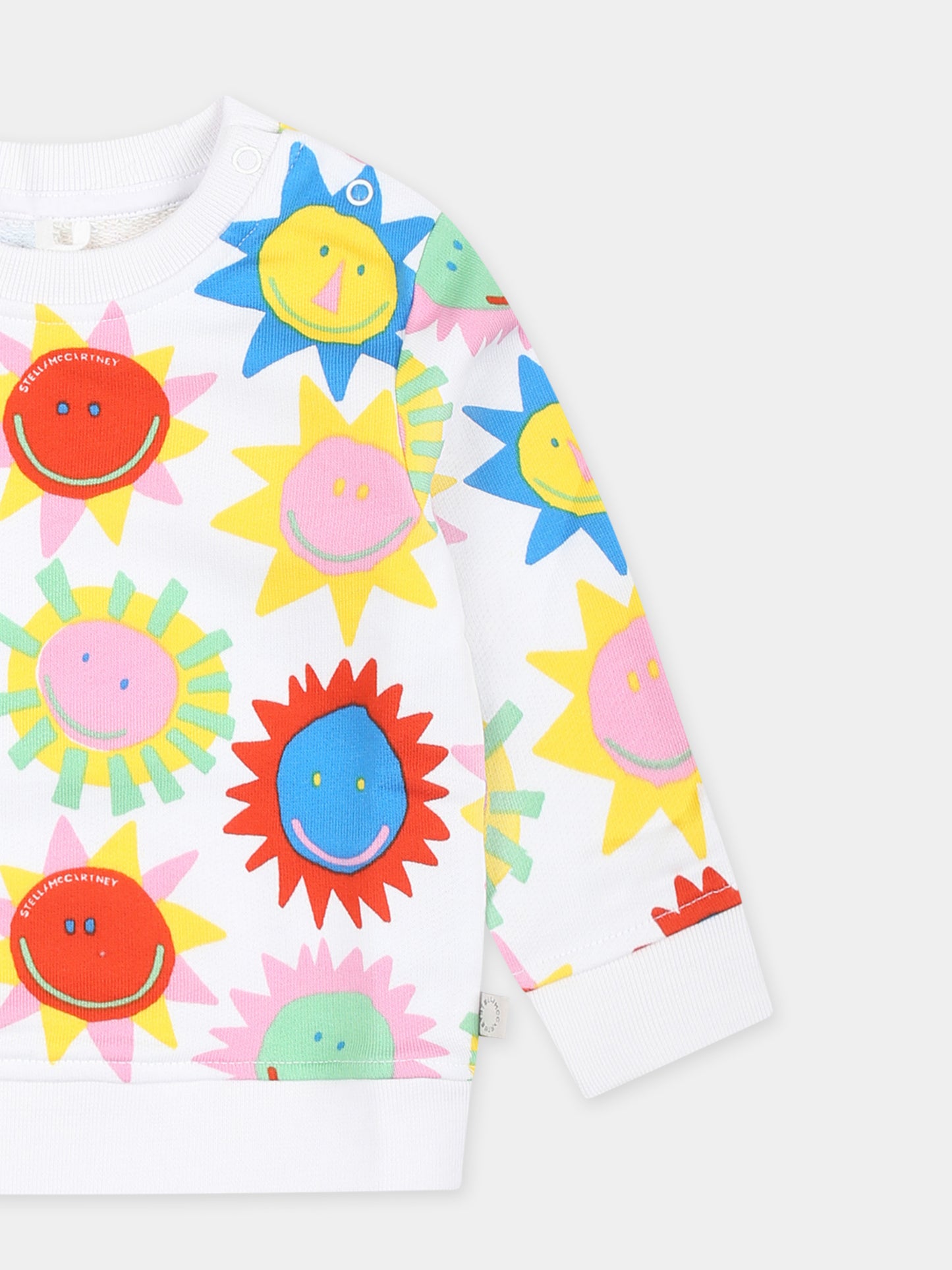 Felpa bianca per neonata con sole all over,Stella Mccartney Kids,TU4120 Z1813 100MC