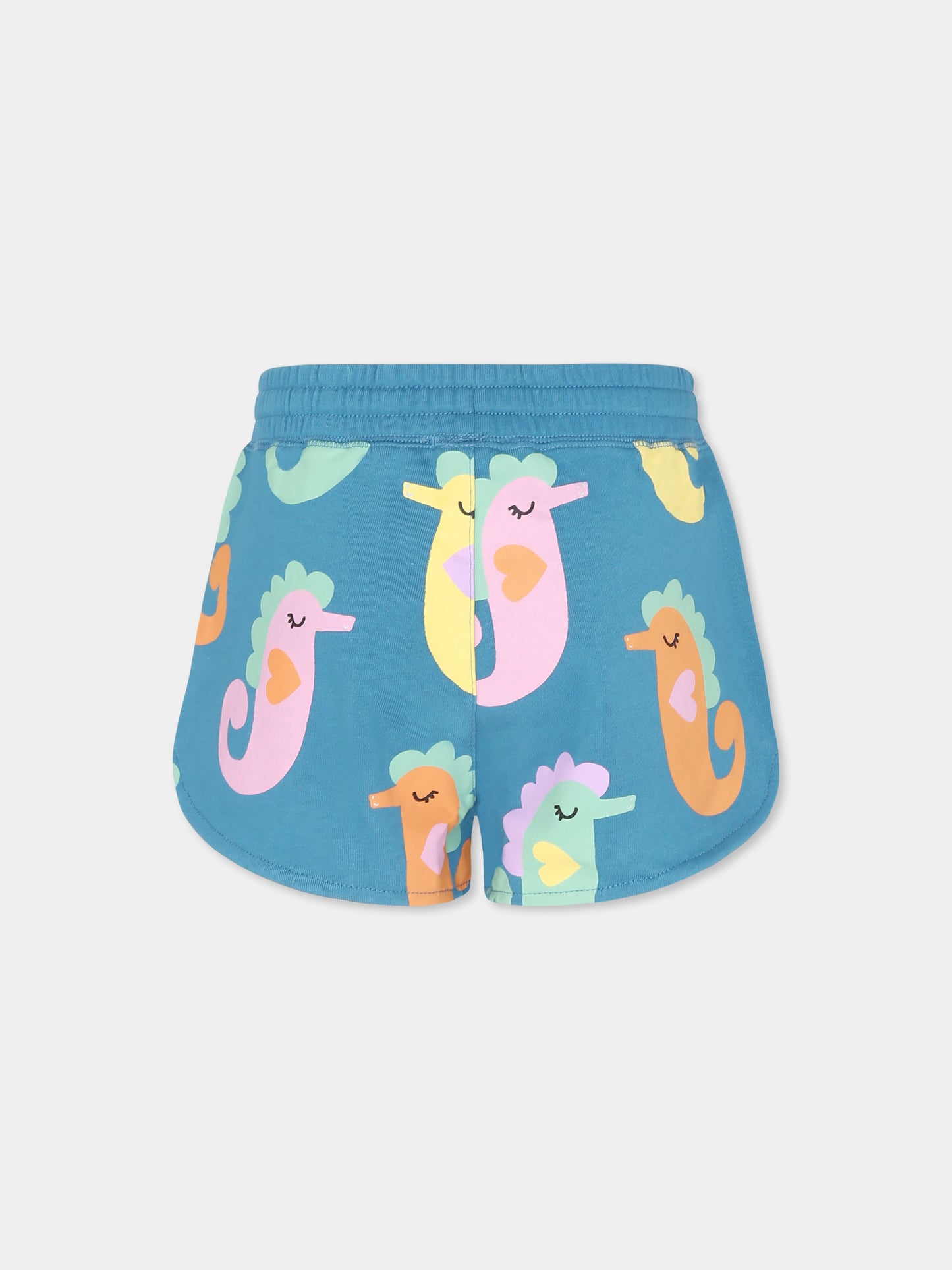 Blue shorts for girl with seahorses