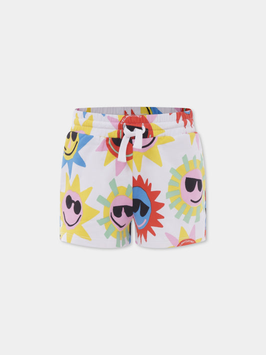 Shorts bianchi per bambina con sole all over,Stella Mccartney Kids,TU6C29 Z1582 100MC