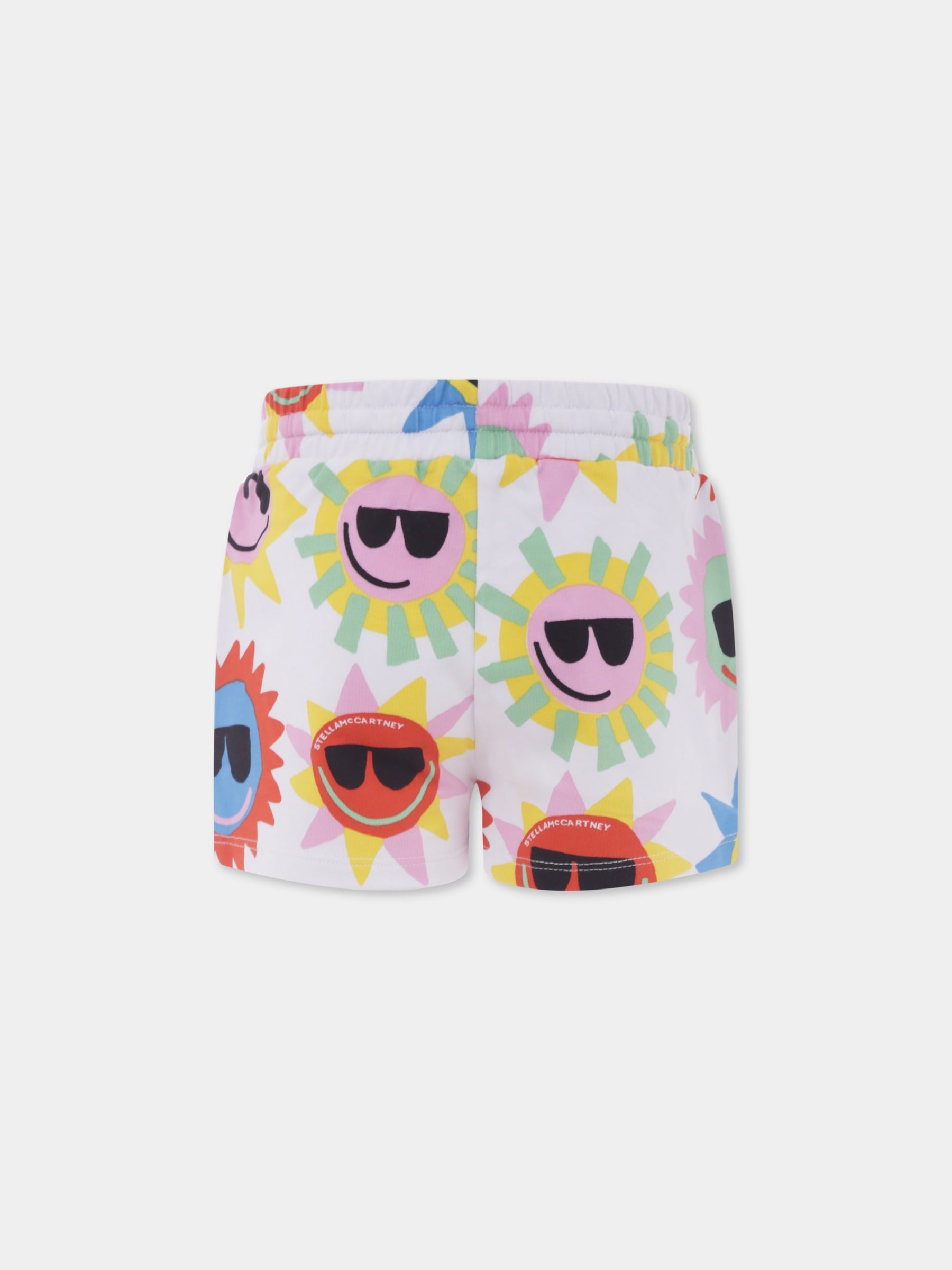 Shorts bianchi per bambina con sole all over,Stella Mccartney Kids,TU6C29 Z1582 100MC