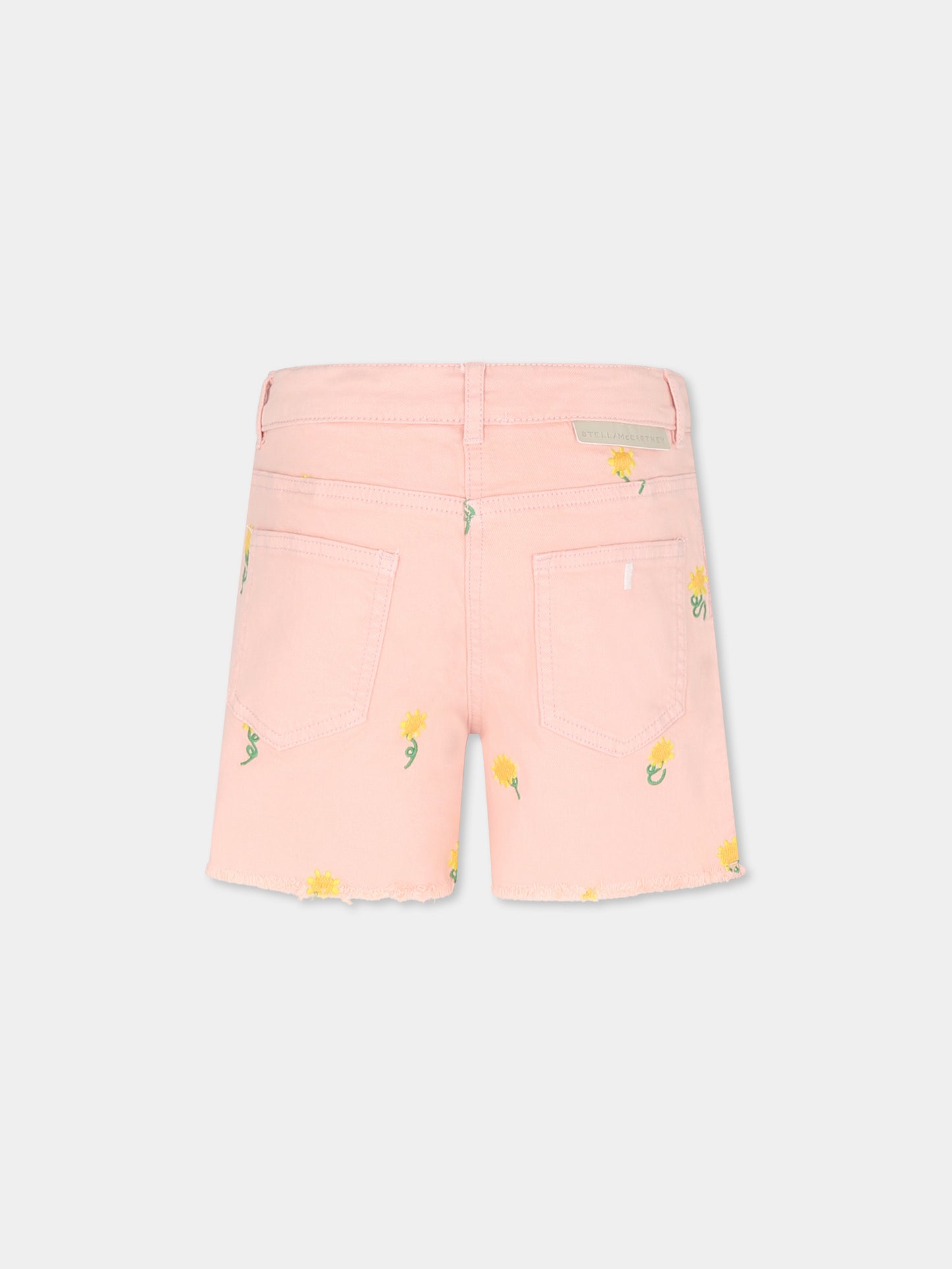 Shorts rosa per bambina con ricamo floreale,Stella Mccartney Kids,TU6D89 Z1641 505EM