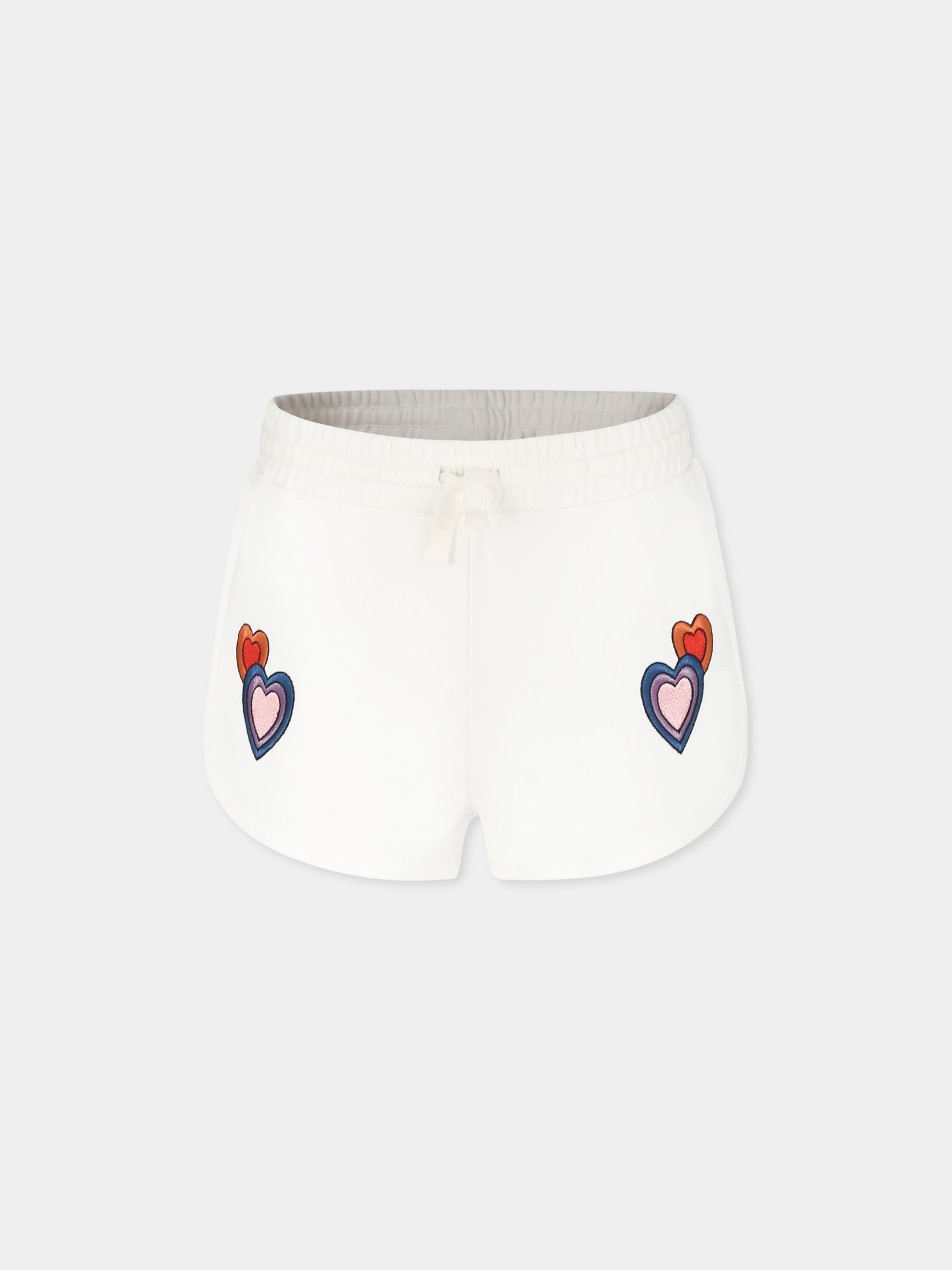 Shorts bianchi per bambina con cuori,Stella Mccartney Kids,TU6G09 Z0499 101