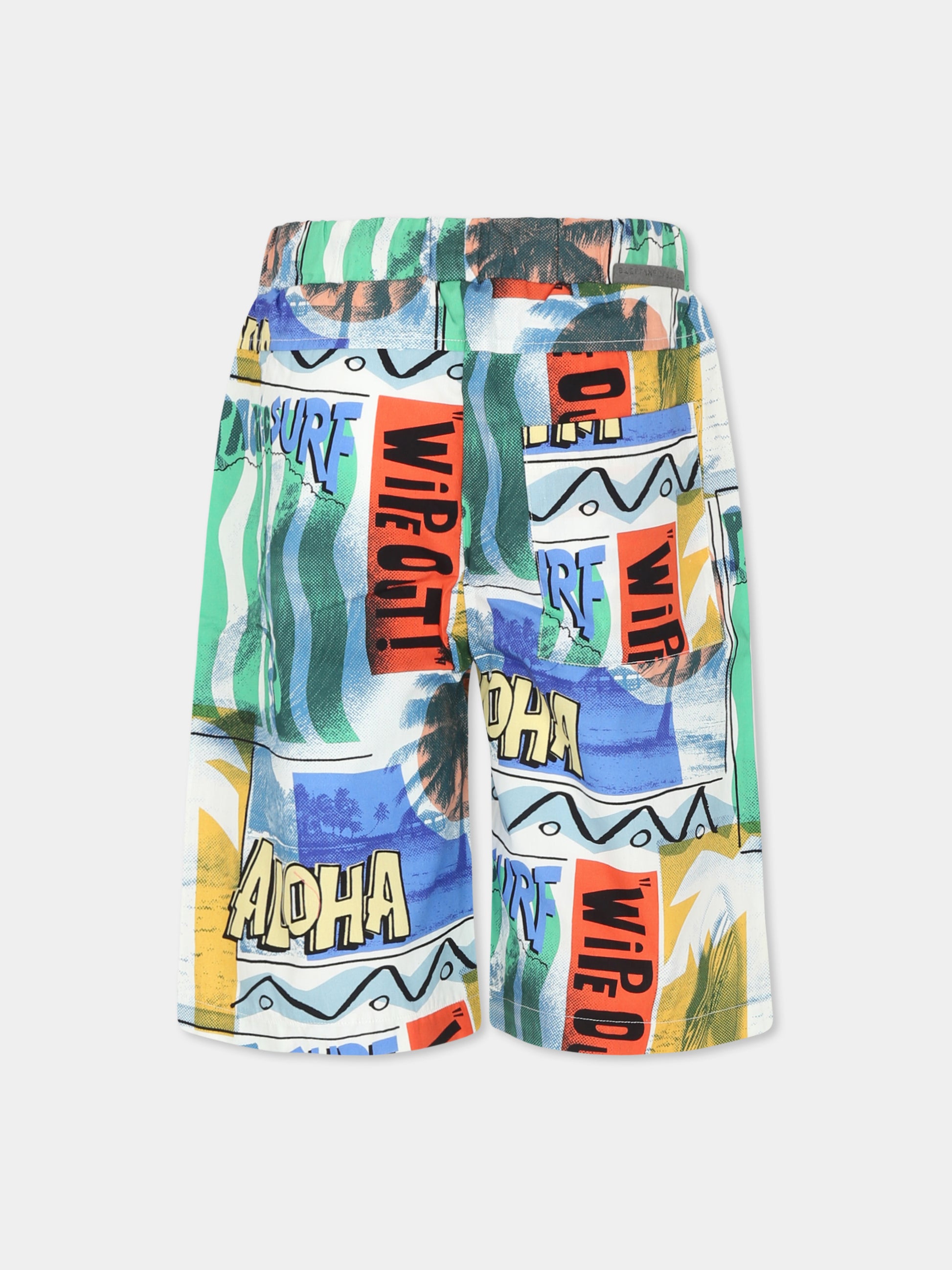Shorts multicolor per bambino con stampa surf,Stella Mccartney Kids,TU6Q49 Z1747 999MC