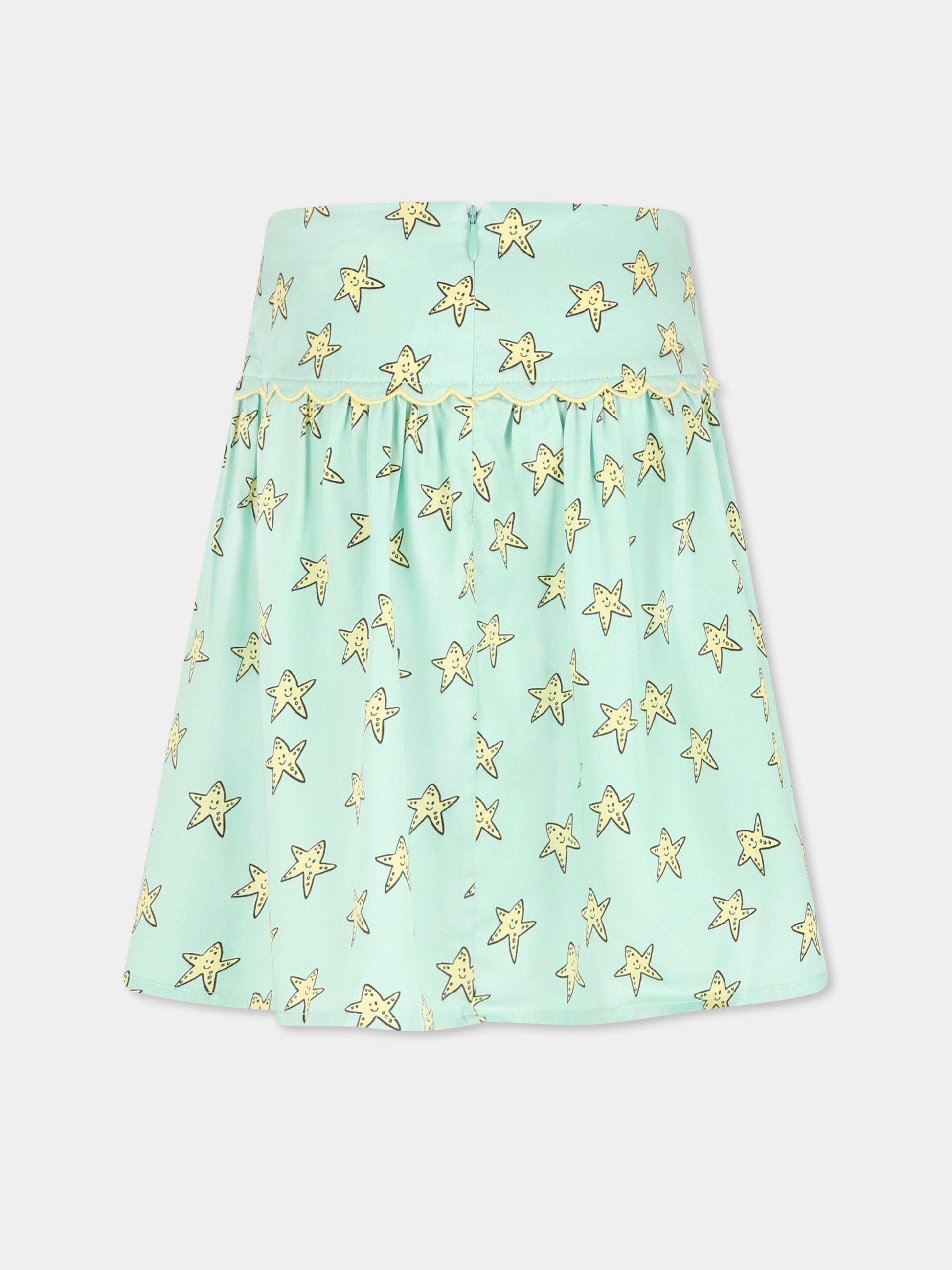Gonna verde per bambina con stelle all over,Stella Mccartney Kids,TU7A21 Z1607 787MC