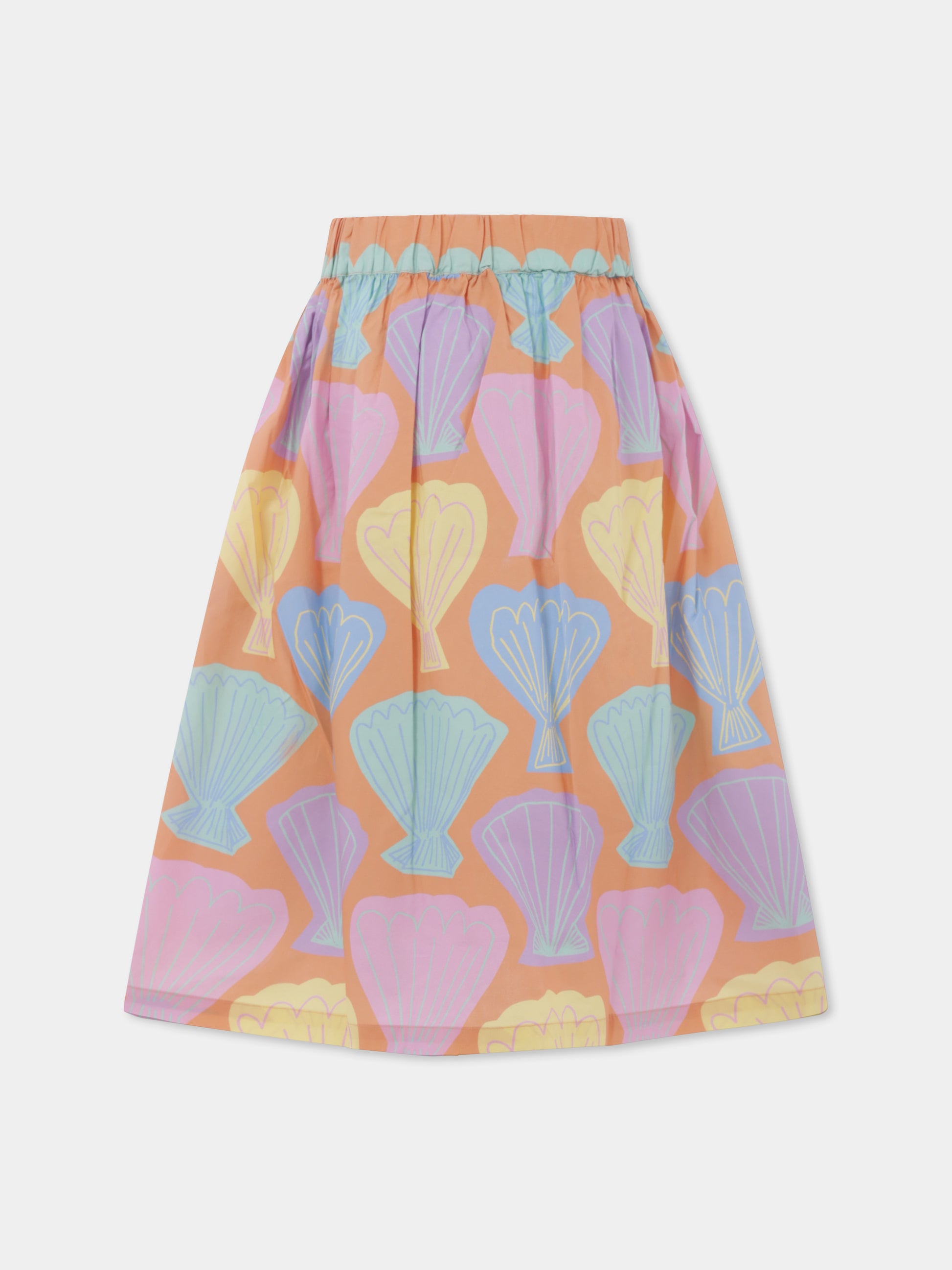 Gonna arancione per bambina con conchiglie all over,Stella Mccartney Kids,TU7A54 Z1596 404MC