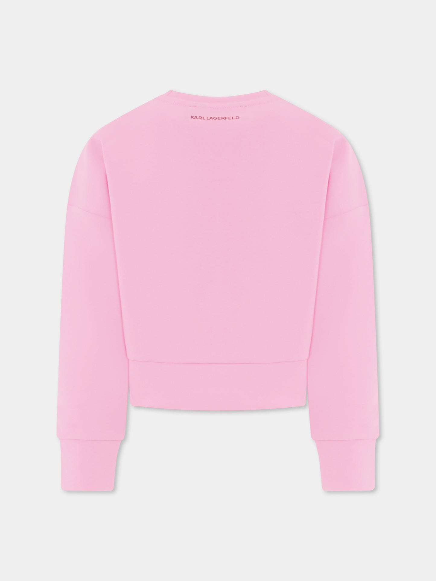 Pink crop sweatshirt for girl with Choupette