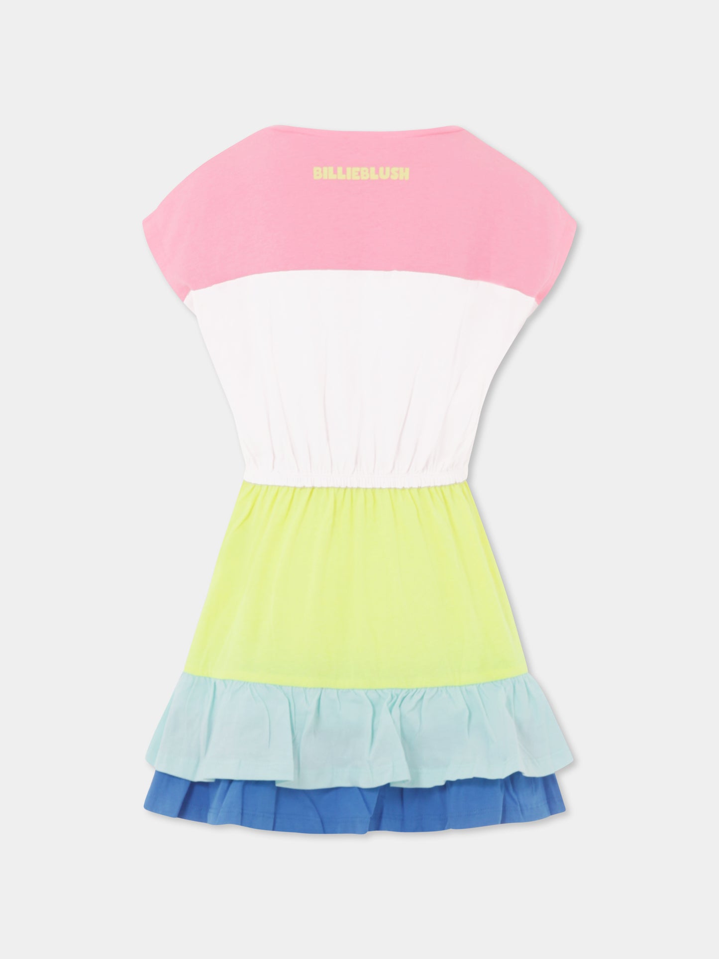 Multicolor dress for girl with logo