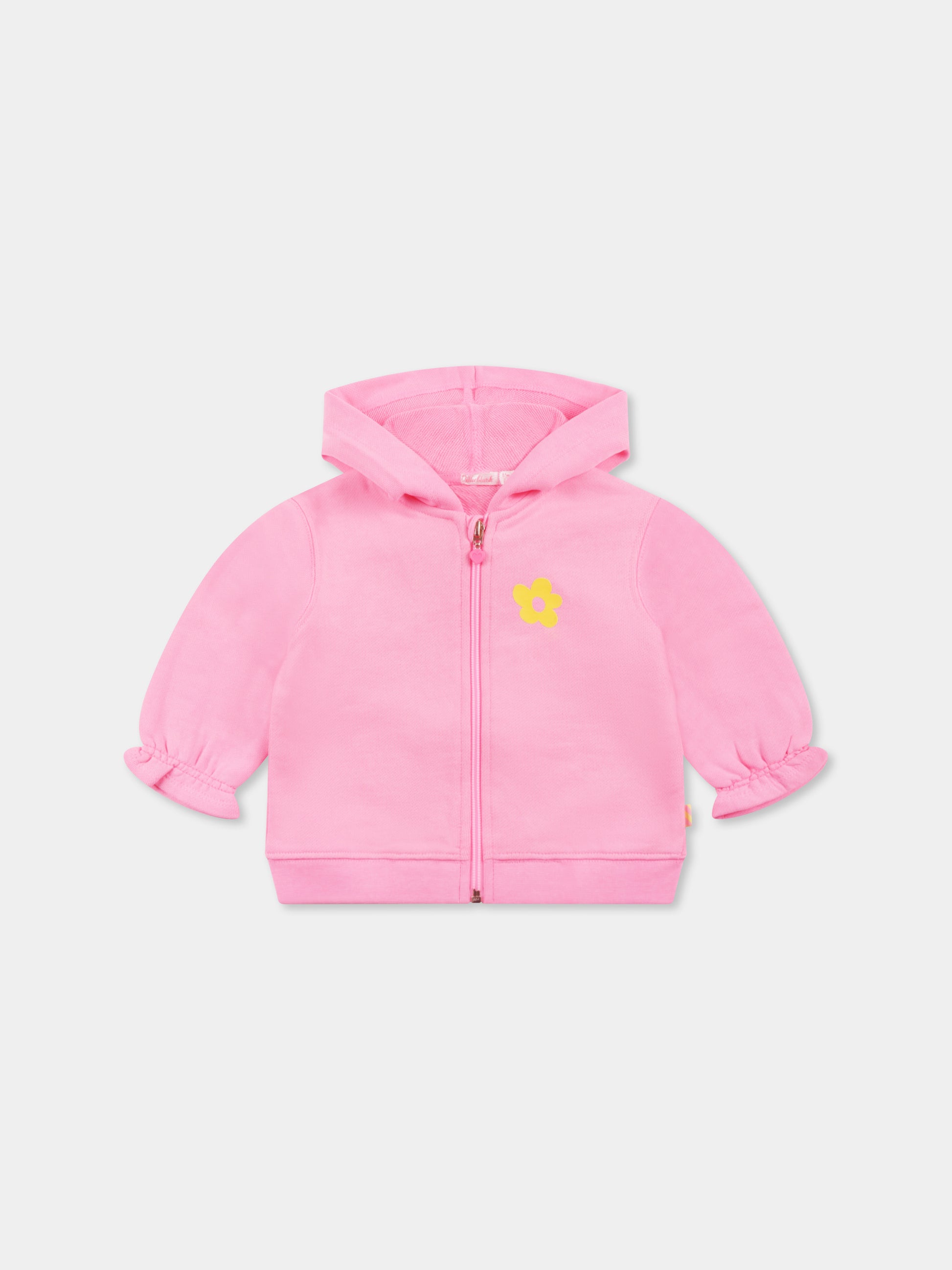 Felpa rosa per neonata con logo e fiore,Billieblush,U20046 462