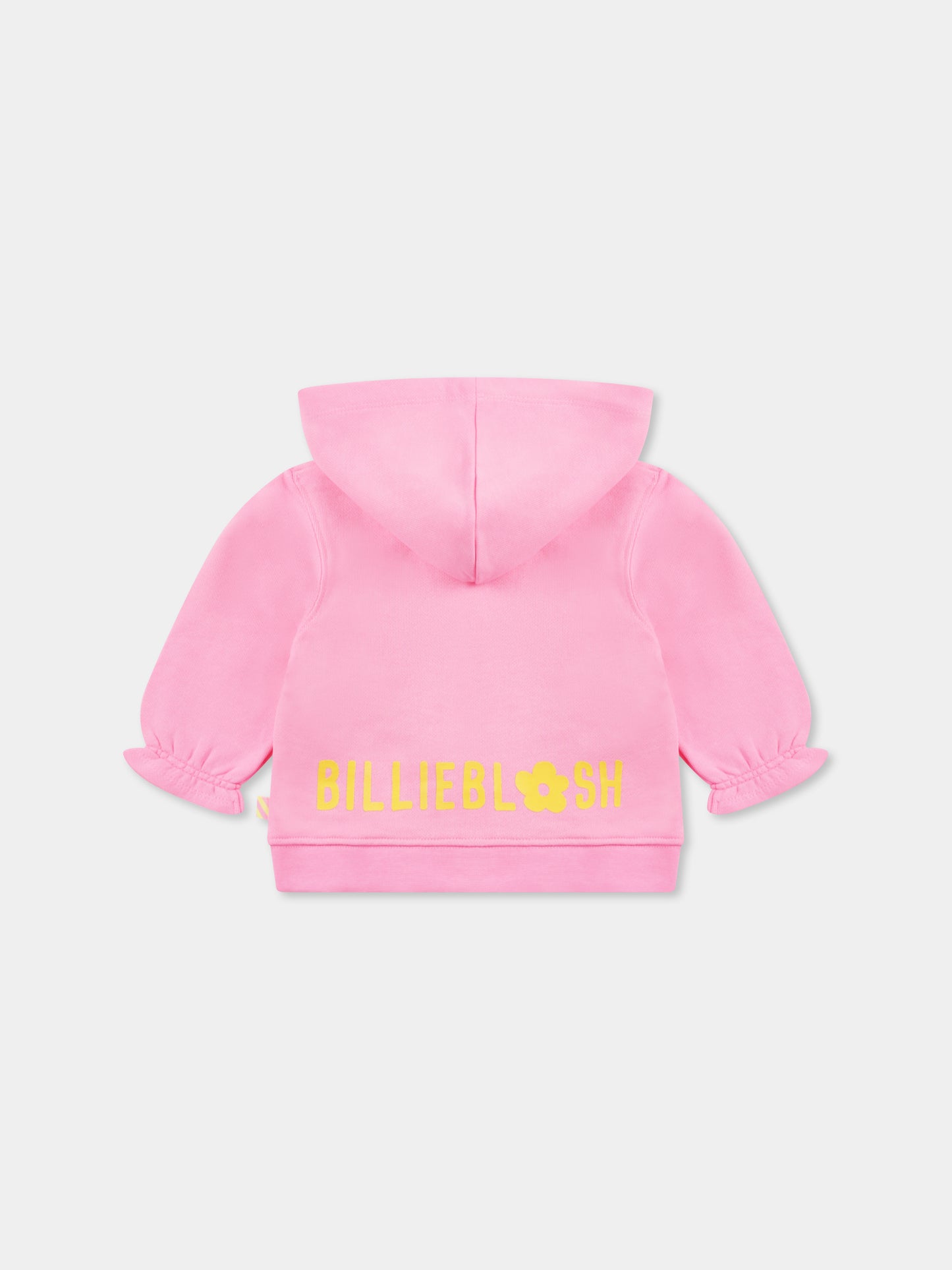 Felpa rosa per neonata con logo e fiore,Billieblush,U20046 462