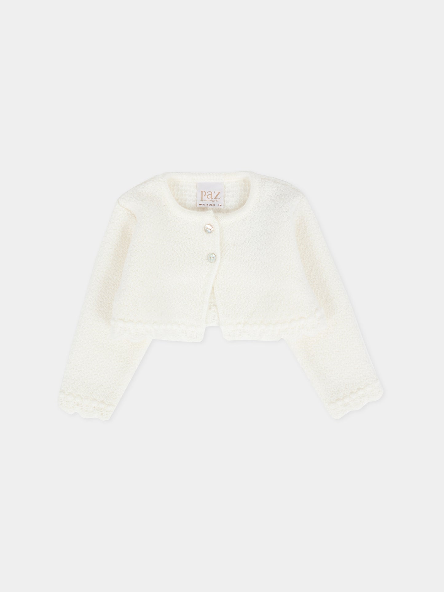 Cardigan avorio per neonata,Paz Rodríguez,001 112837 60 H07