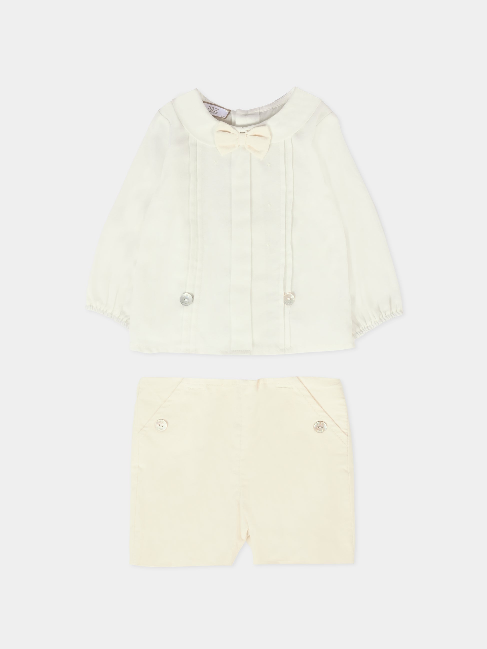 Completo avorio per neonato con papillon,Paz Rodríguez,106C 152844 60 T721