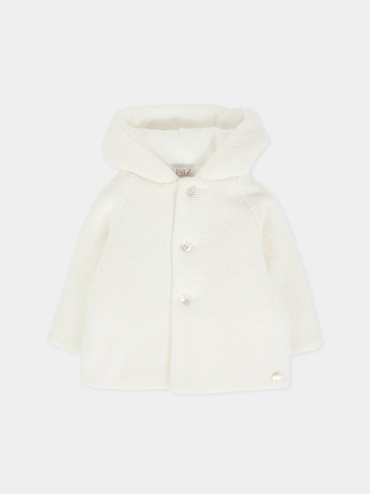 Cappotto avorio per neonato con pois,Paz Rodríguez,012 112901 60 H56