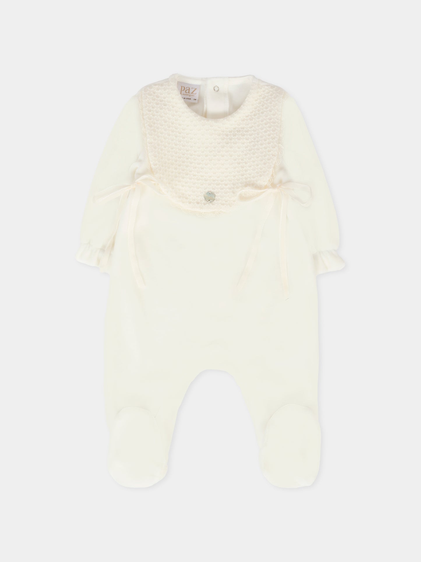 Tutina avorio per neonata con fiocchi,Paz Rodríguez,005 193151 60 T362