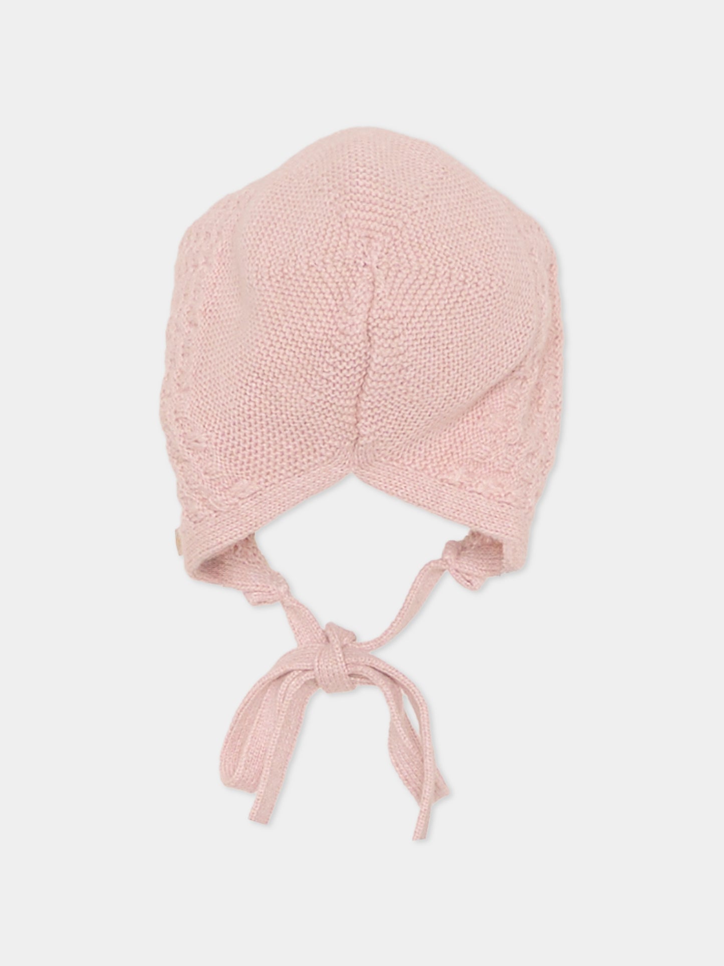 Cuffia rosa per neonata con fiocco,Paz Rodríguez,011 123109 3273 H94