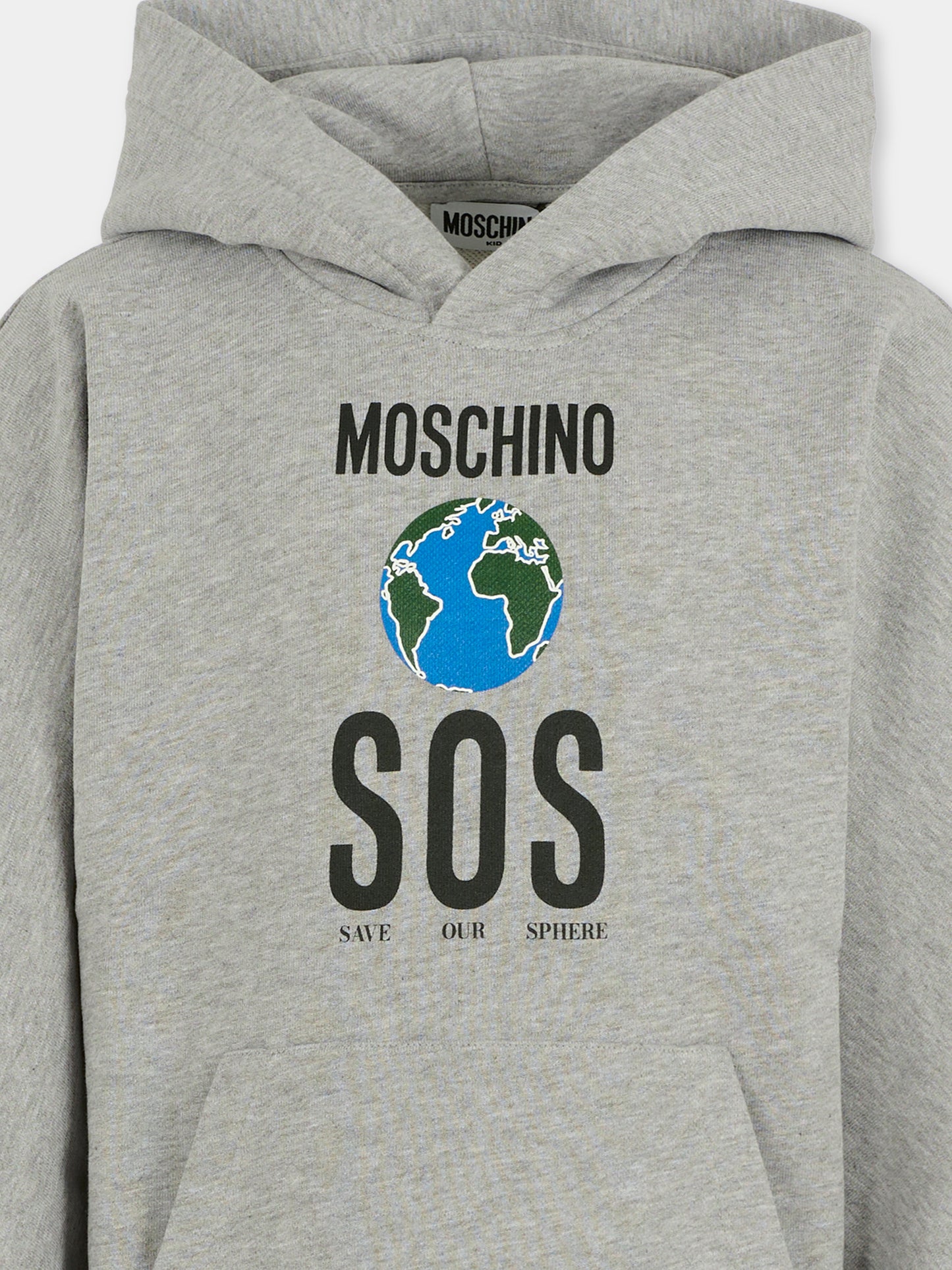 Felpa grigia per bambini con pianeta Terra,Moschino Kids,HDF06M LCA77 60901