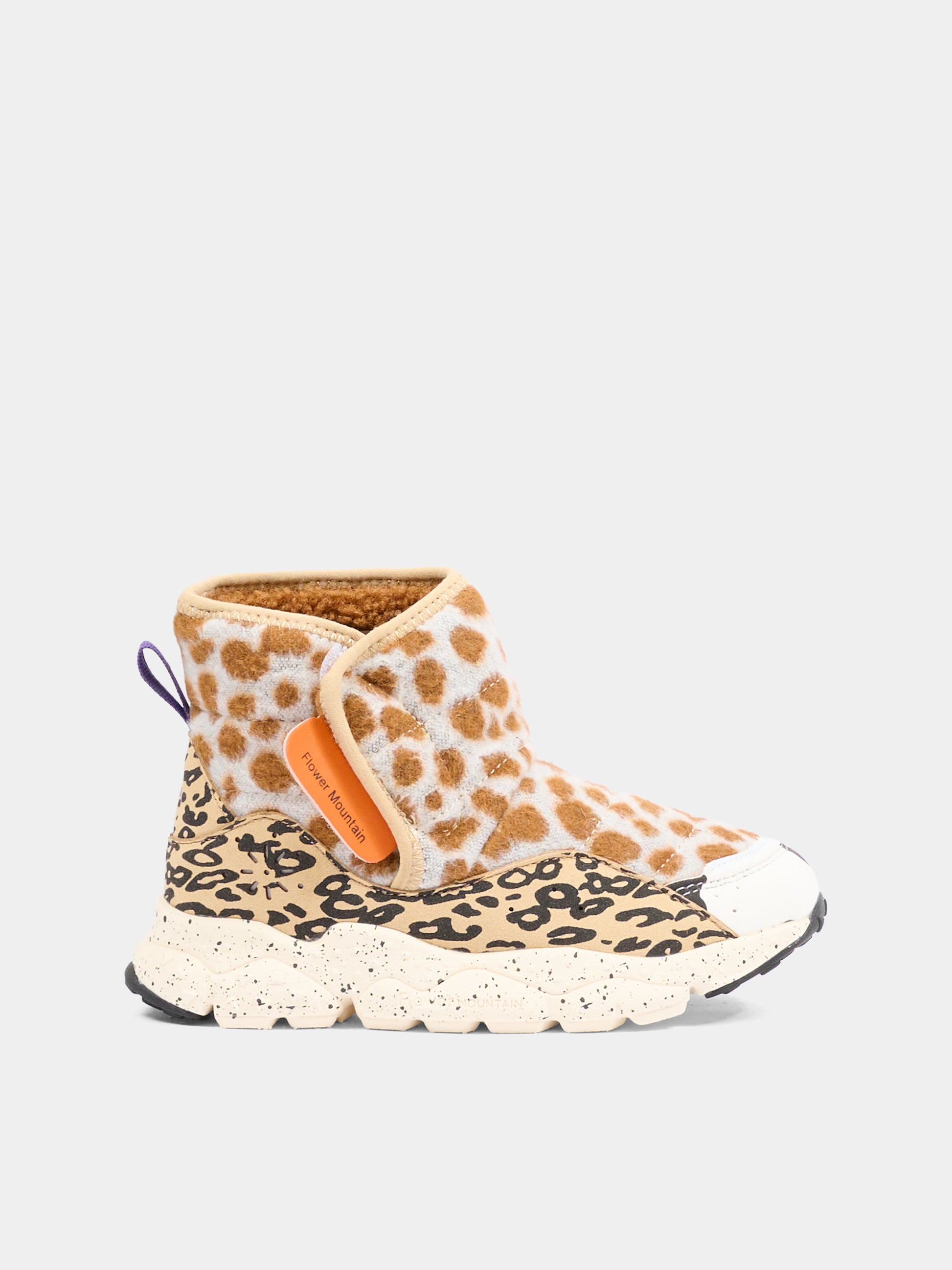 Stivaletti Taro beige per bambini con stampa animalier,Flower Mountain,0012017902 10 1A06
