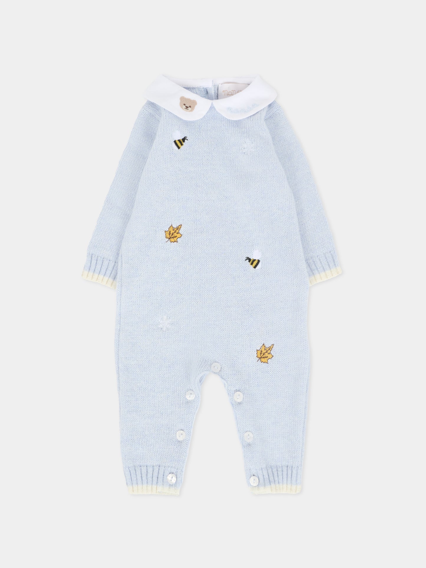 Tutina celeste per neonato con api ricamate,Nanán,I25009A