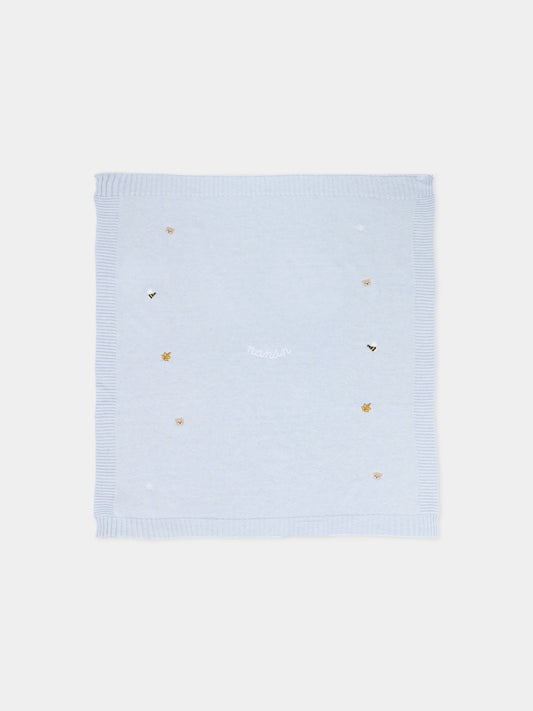 Coperta celeste per neonato con ape,Nanán,I25012A