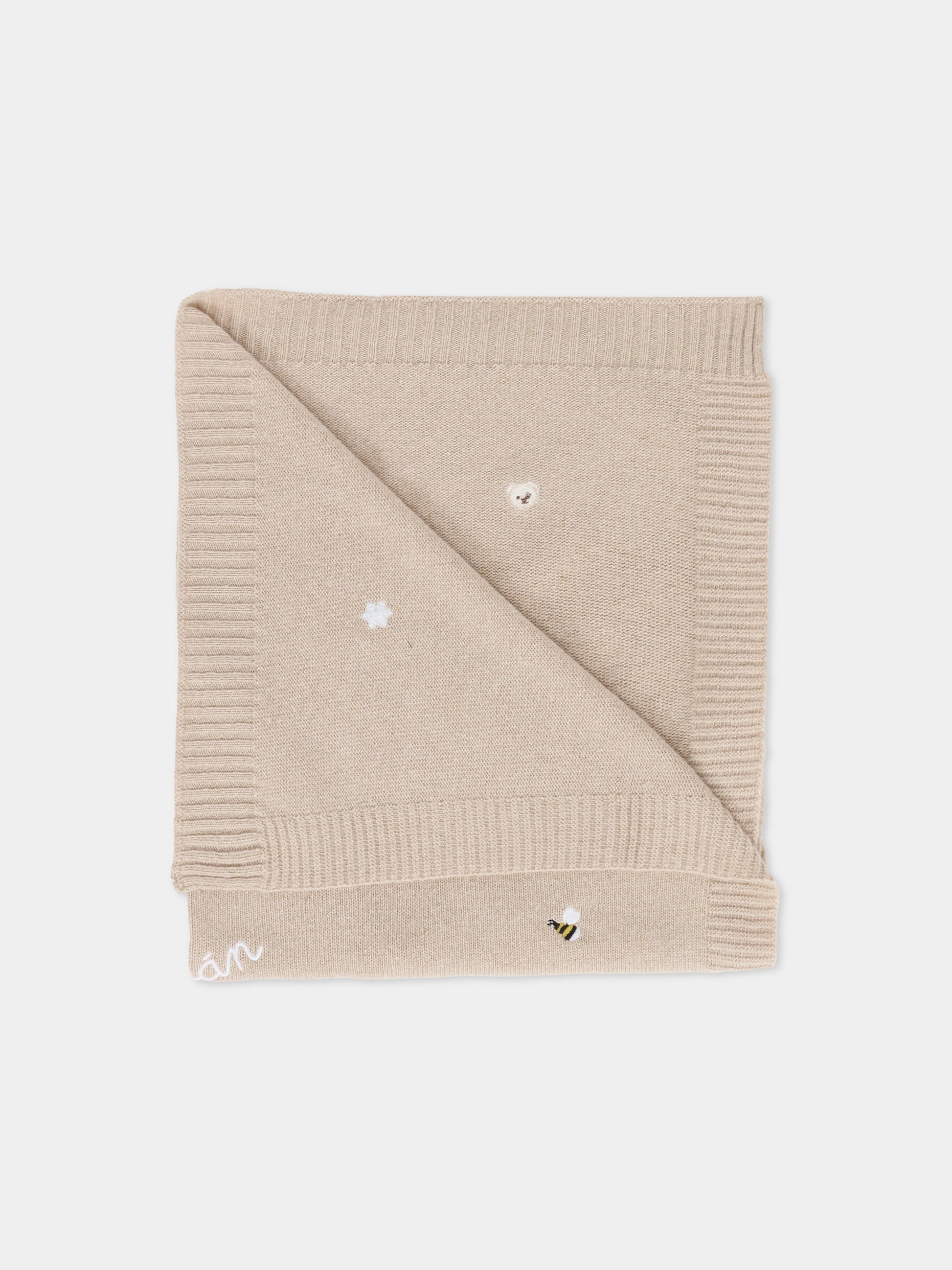 Coperta beige per neonati con ape,Nanán,I25012BE