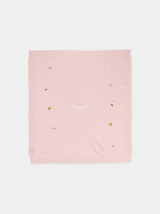 Coperta rosa per neonata con ape,Nanán,I25012R