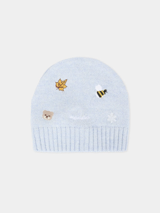 Cappello celeste per neonato con ape,Nanán,I25014A