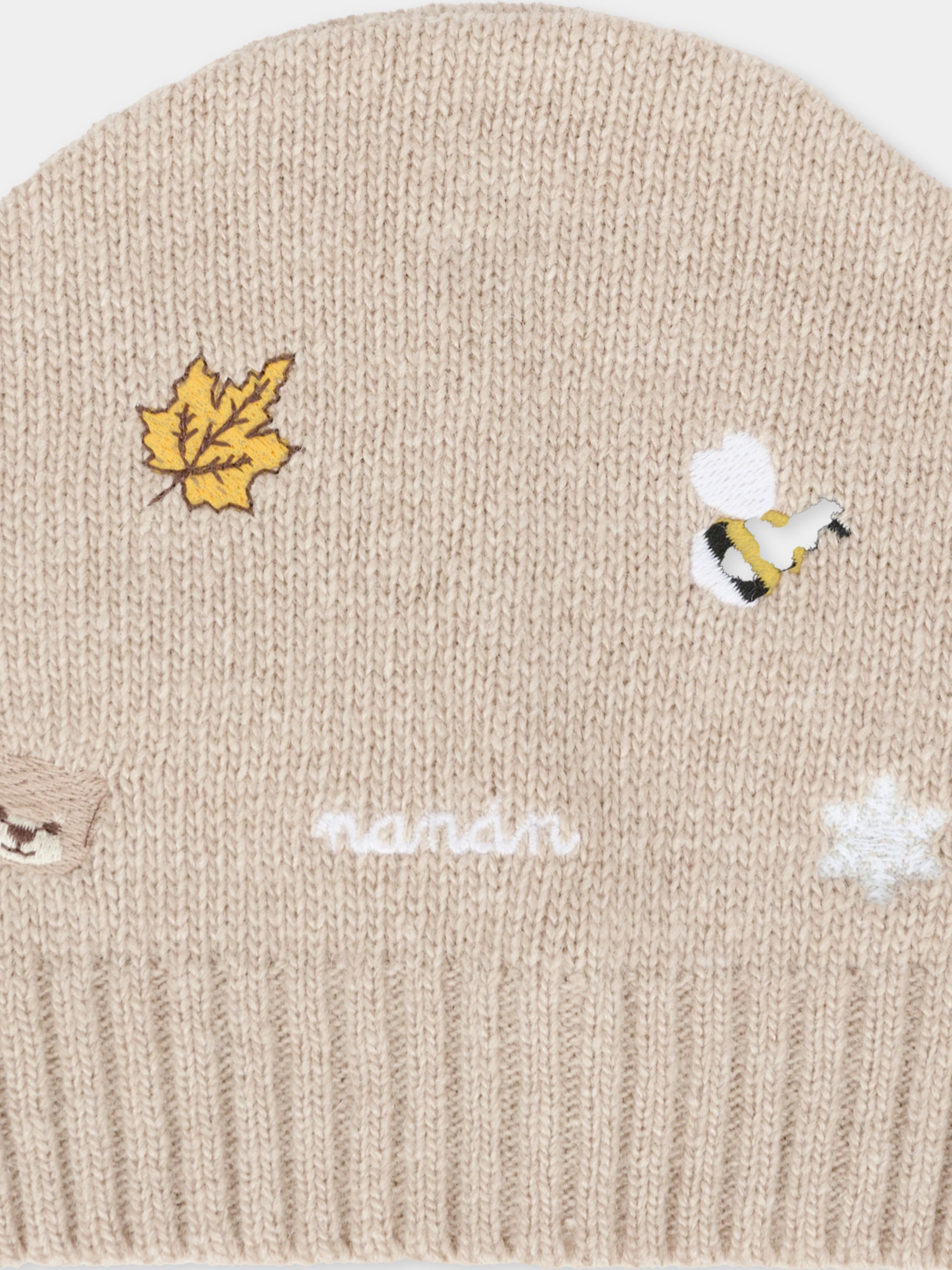 Cappello beige per neonati con ape,Nanán,I25014BE