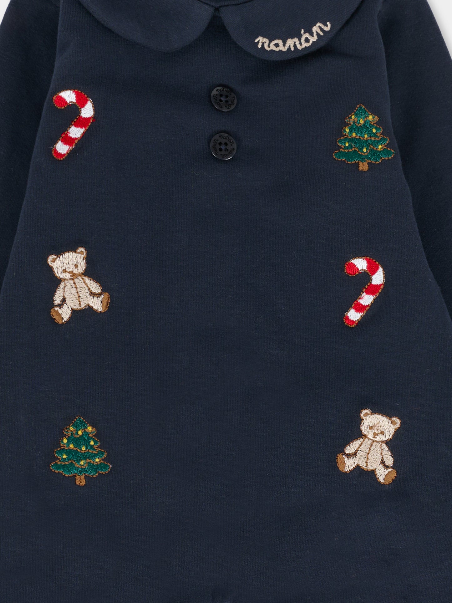 Tutina blu per neonato con ricami natalizi,Nanán,I25029BL