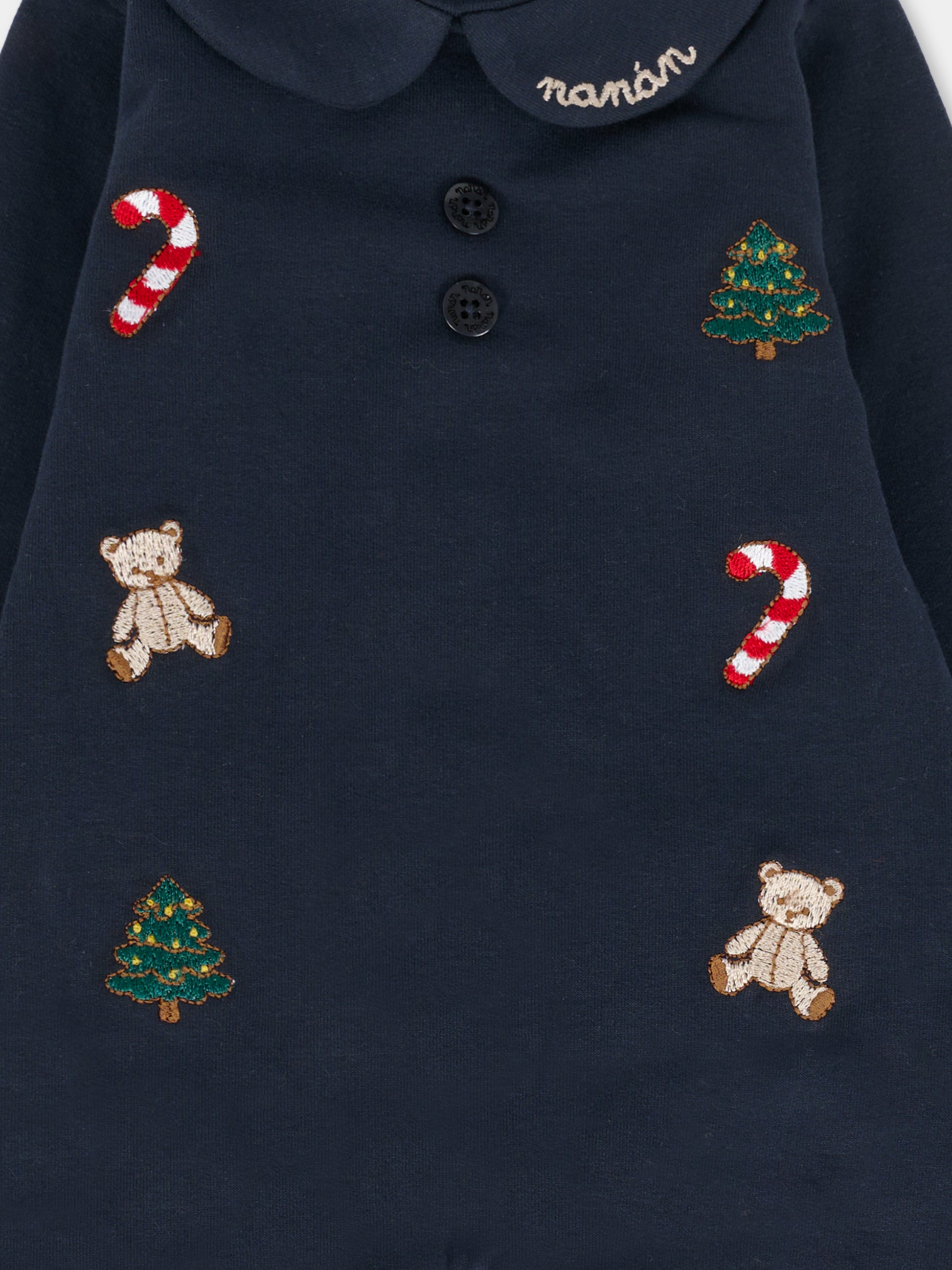 Tutina blu per neonato con ricami natalizi,Nanán,I25029BL