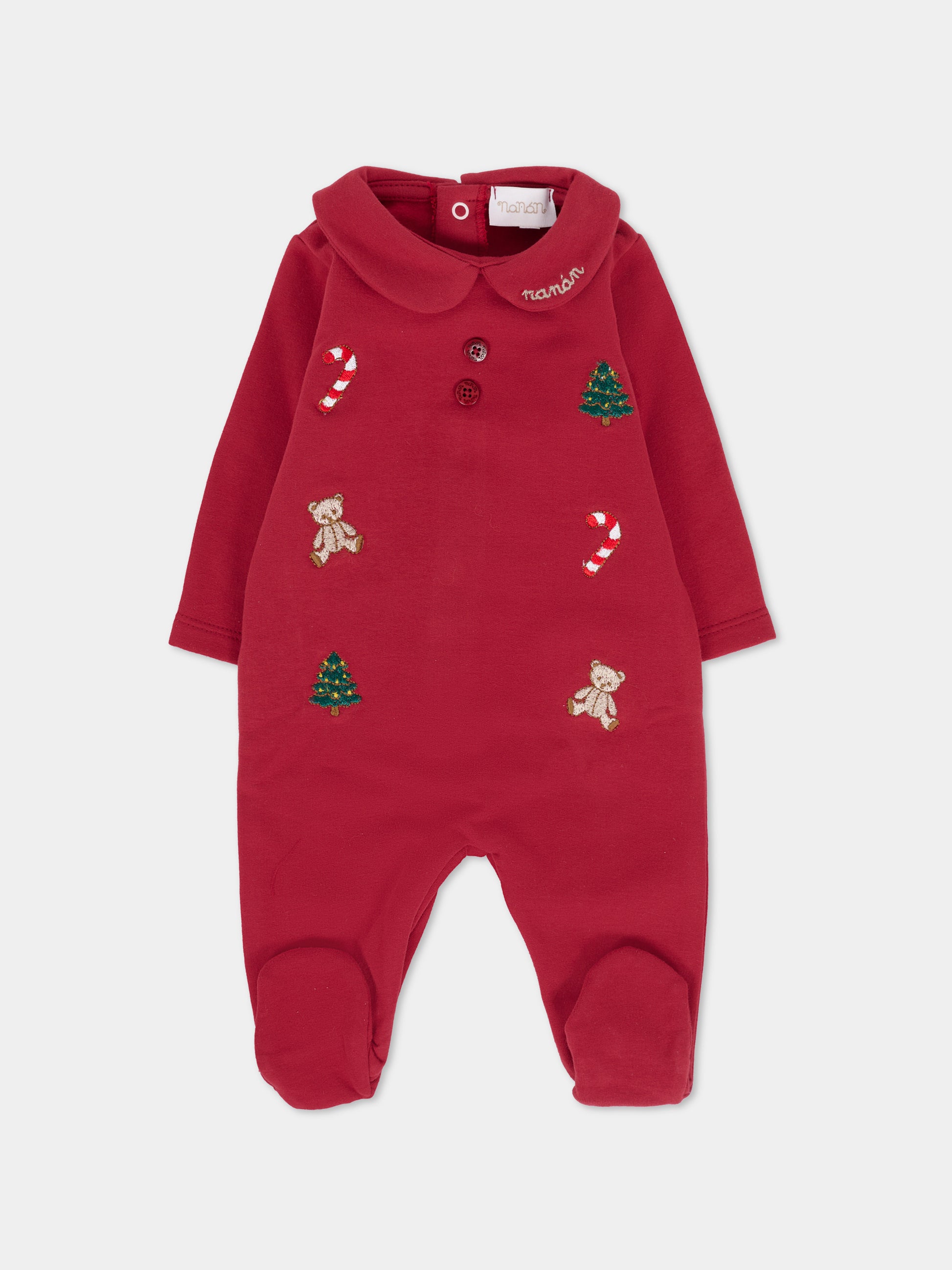 Tutina rossa per neonati con ricami natalizi,Nanán,I25029RS