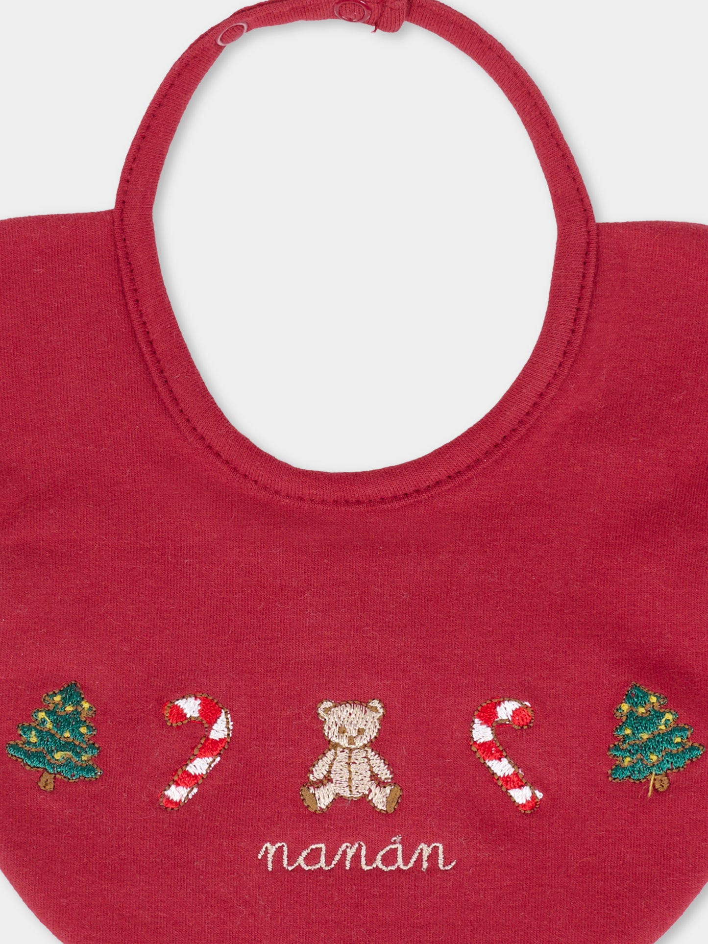 Bavaglino rosso per neonati con ricami natalizi,Nanán,I25031RS