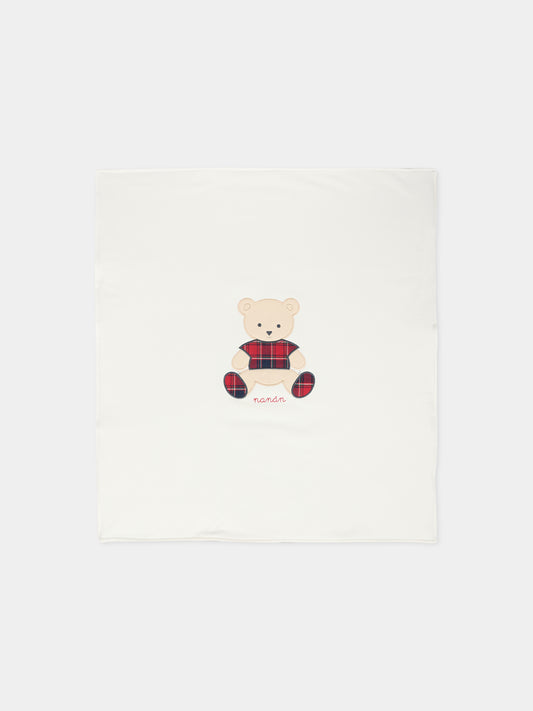 Coperta avorio per neonata con orsetto,Nanán,I25449B